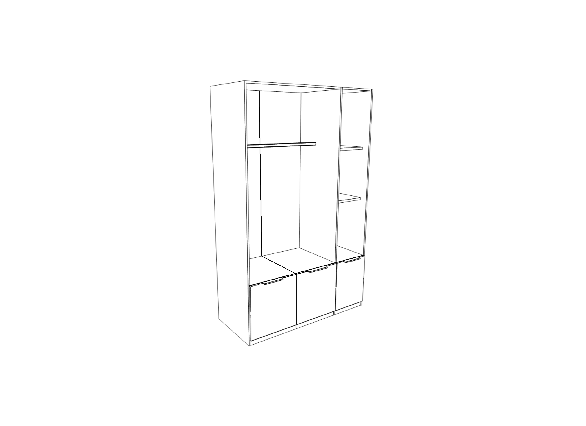Garde-robe 136cm - décor - blanc alpin/chêne