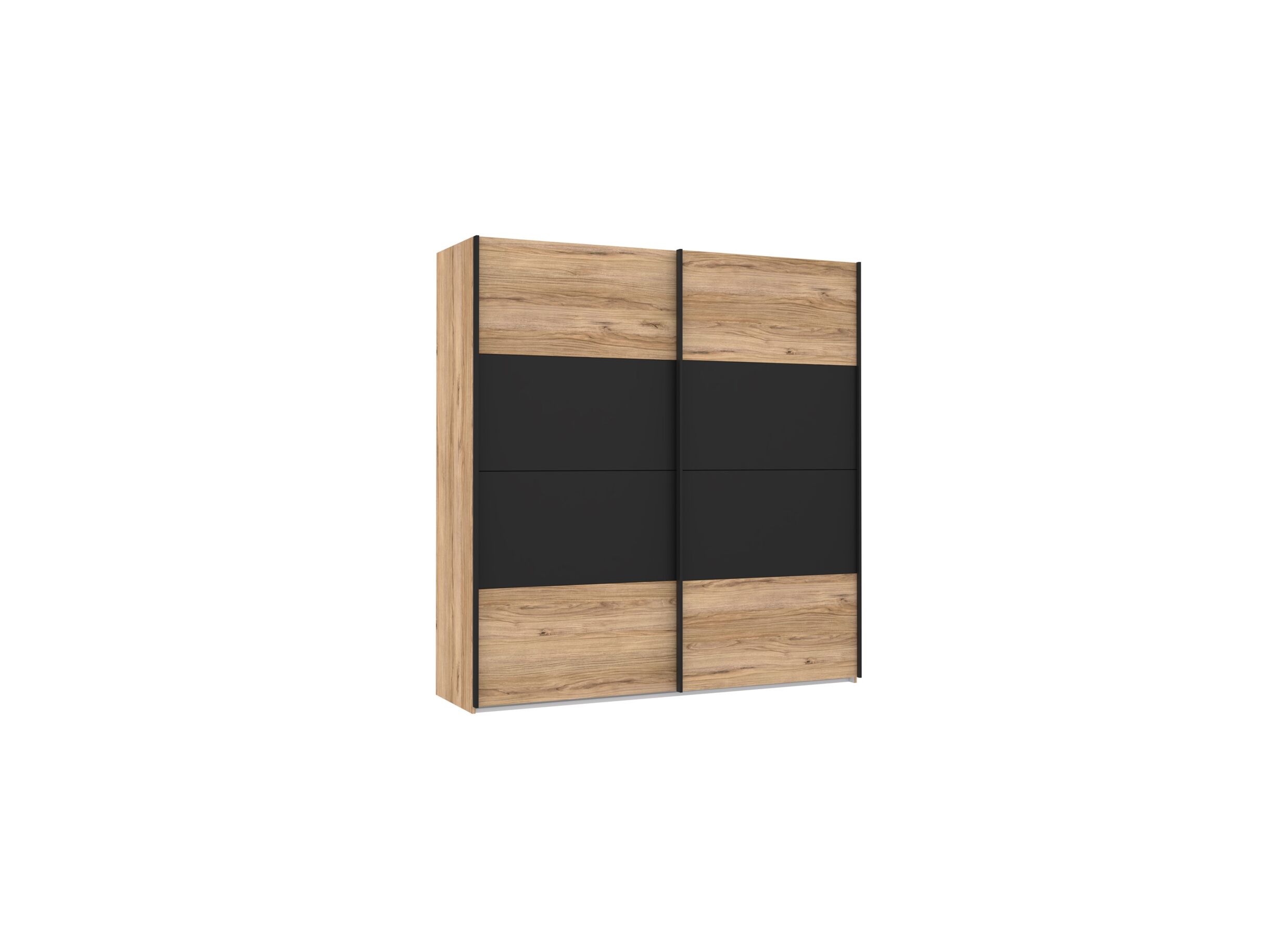 Armoire à portes coulissantes Dalate 200cm - Armoire à portes coulissantes Dalate 200cm - décor - chêne châtaignier/noir mat
