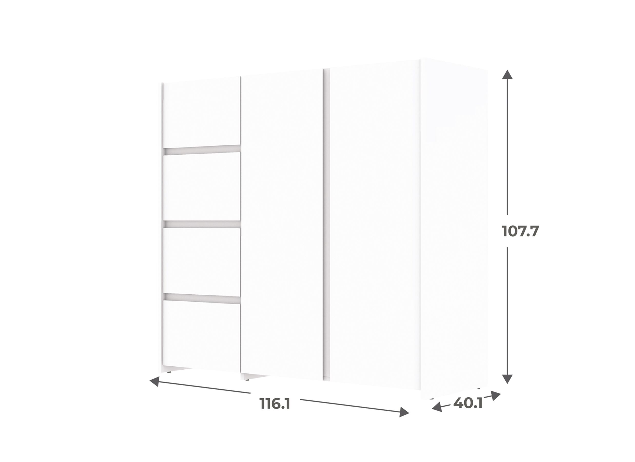 Afmetingen - Commode Mosaik 116x40x108cm - decor - wit