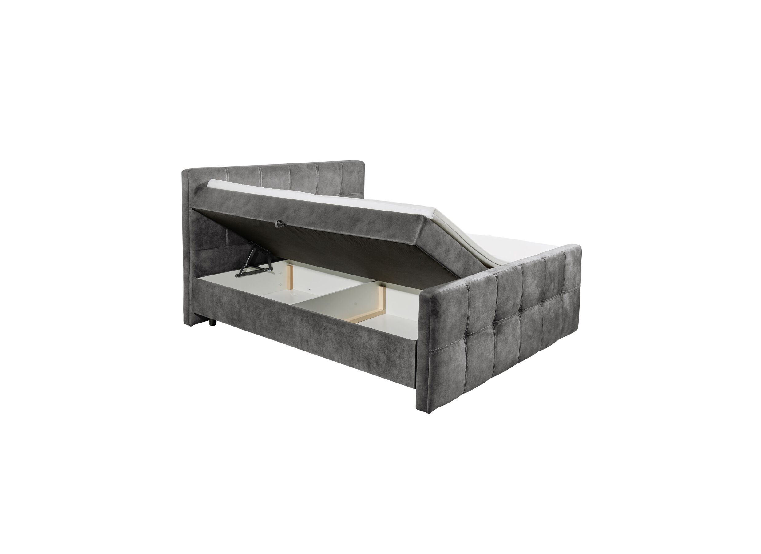 Disposition - Lit box Valetta 160x200cm avec rangement tissu anthracite
