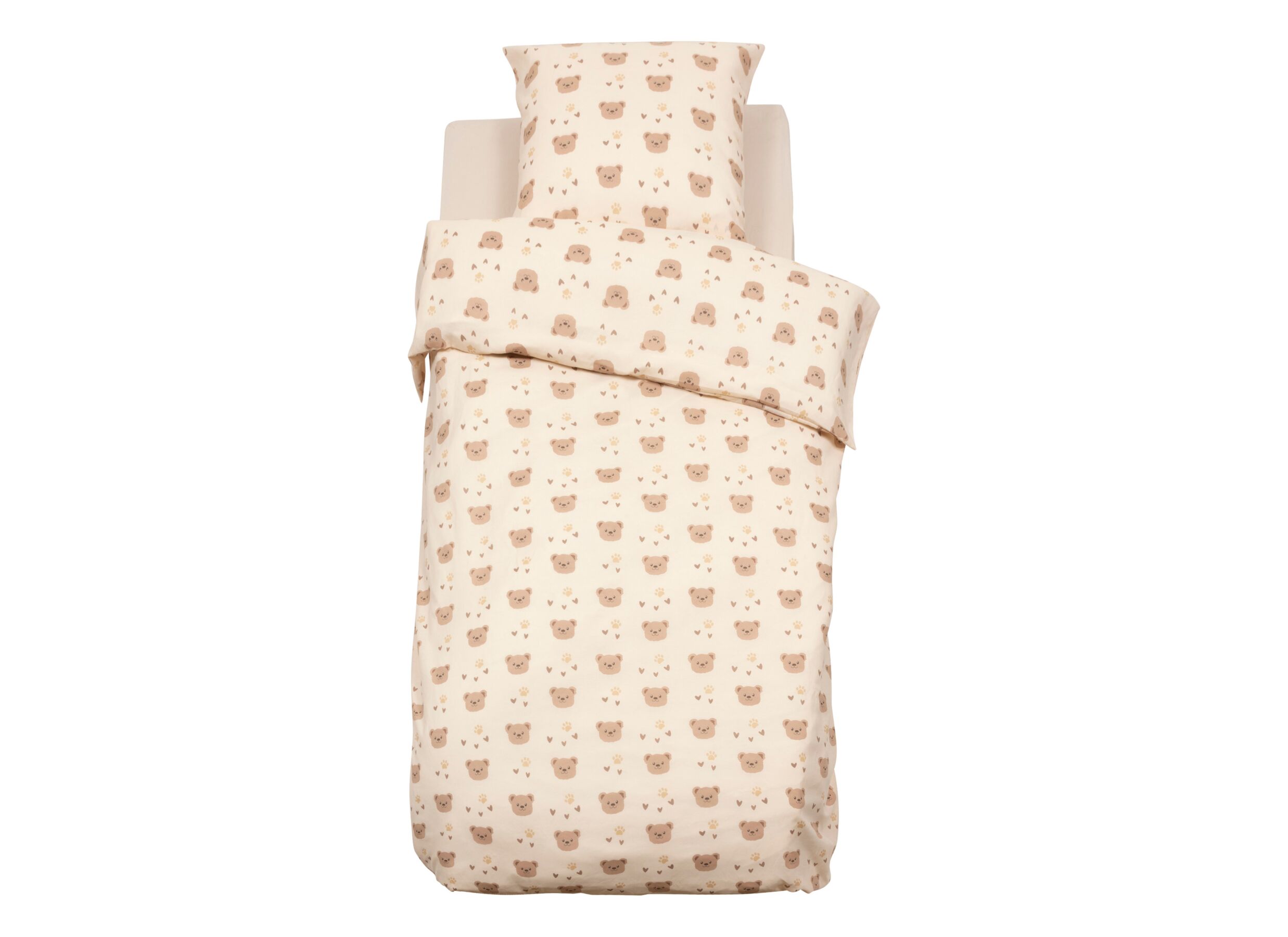 Dekbedovertrek Beermotief 140x200cm - katoen & polyester - beige - Housse de couette Motif Ours 140x200cm - coton & polyester - beige