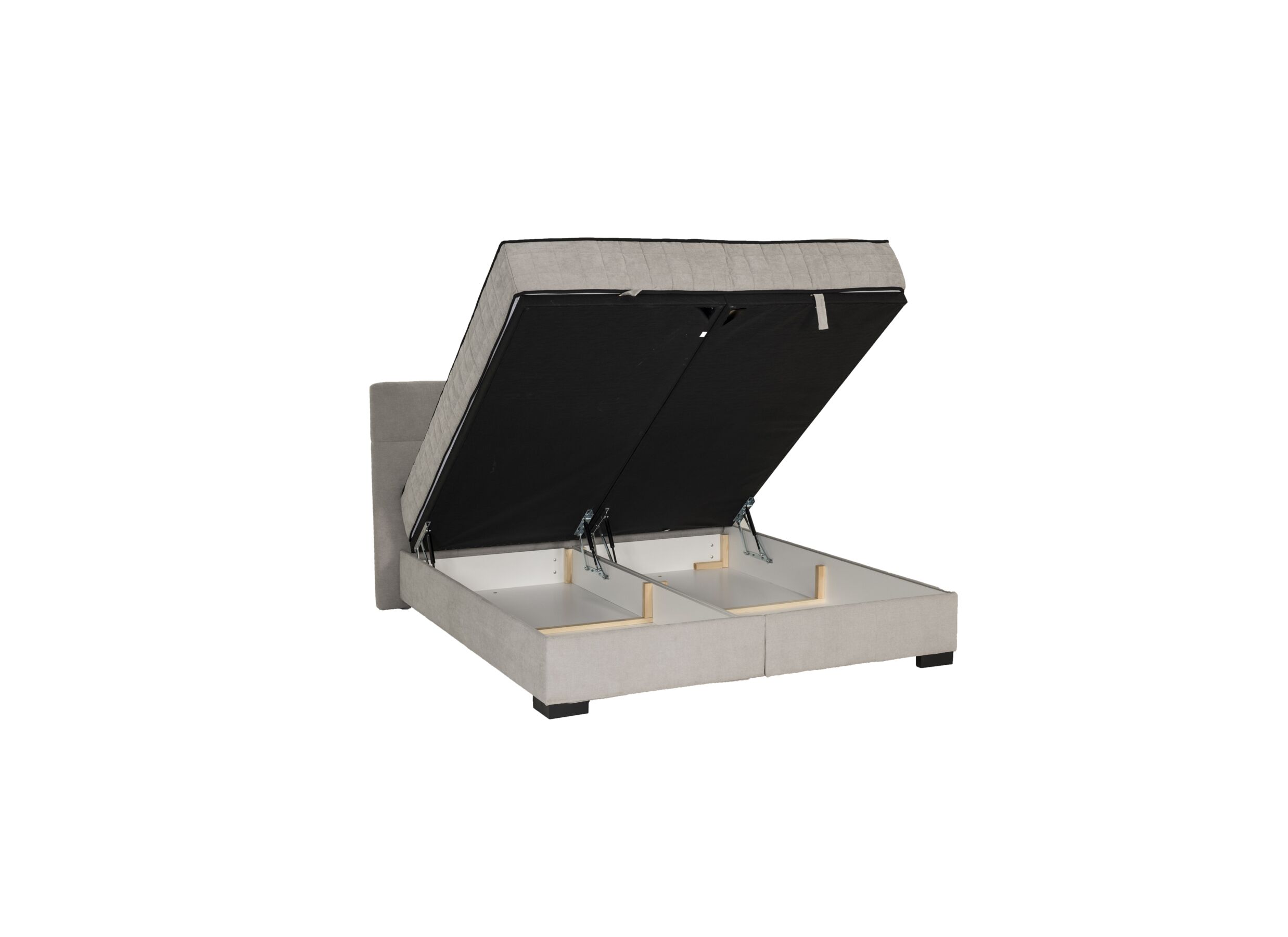 Aperçu - Lit box Nagol A 160x200cm avec rangement tissu argent