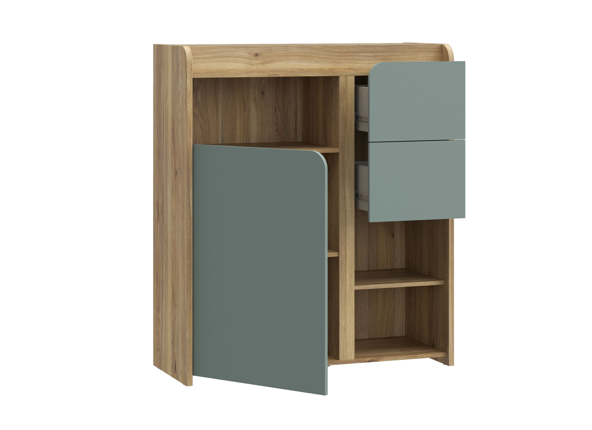 Disposition - Commode Hoa 105x41x120cm - décor - chêne mauvella & vert