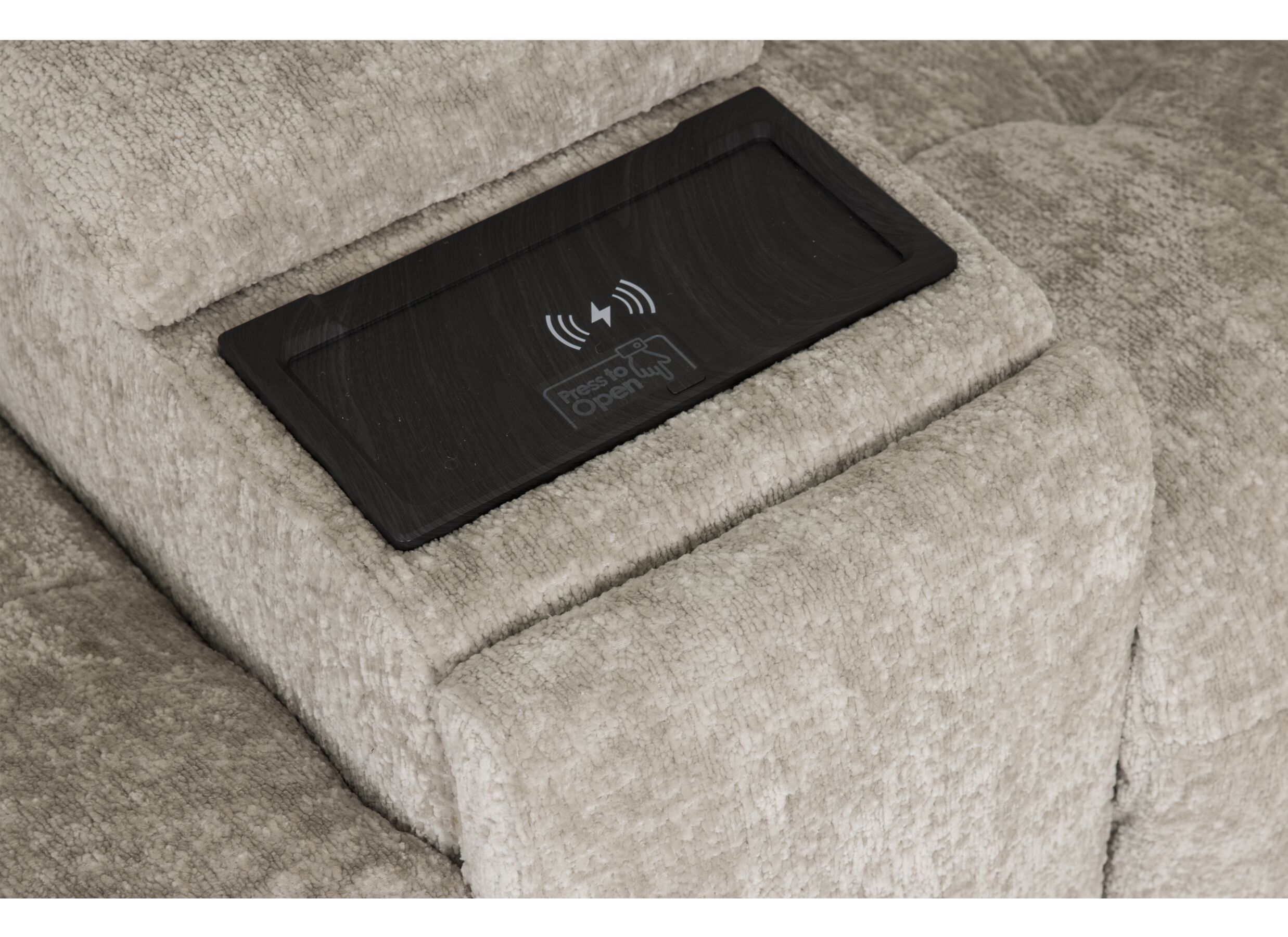 Detail - Canapé d'angle Crow 334x301cm - tissu - turtledove avec 2 fauteuils relax