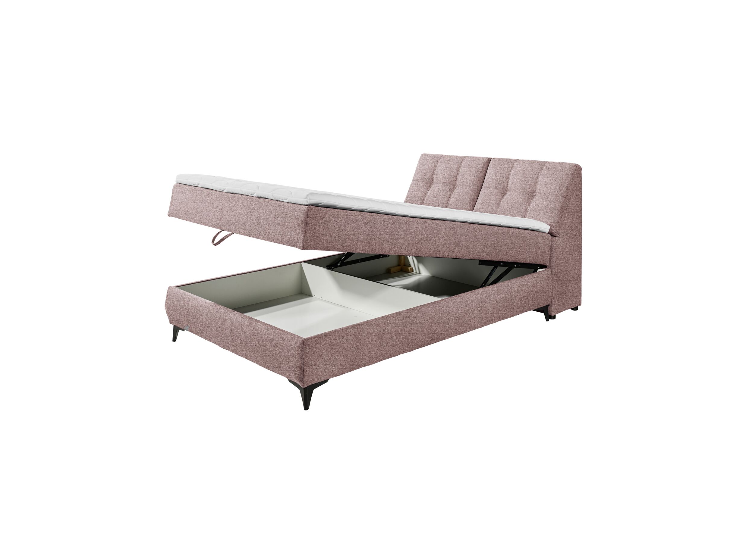 Indeling - Bedbox Atlantis 140x200cm met opbergruimte stof flamingo