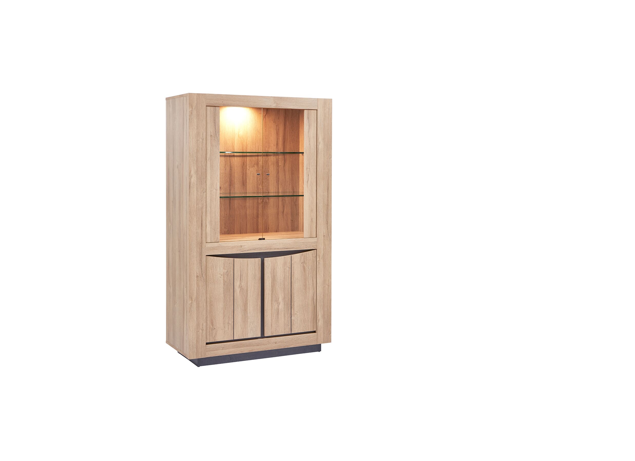 Vitrinekast 108cm - decor - French oak/grijs