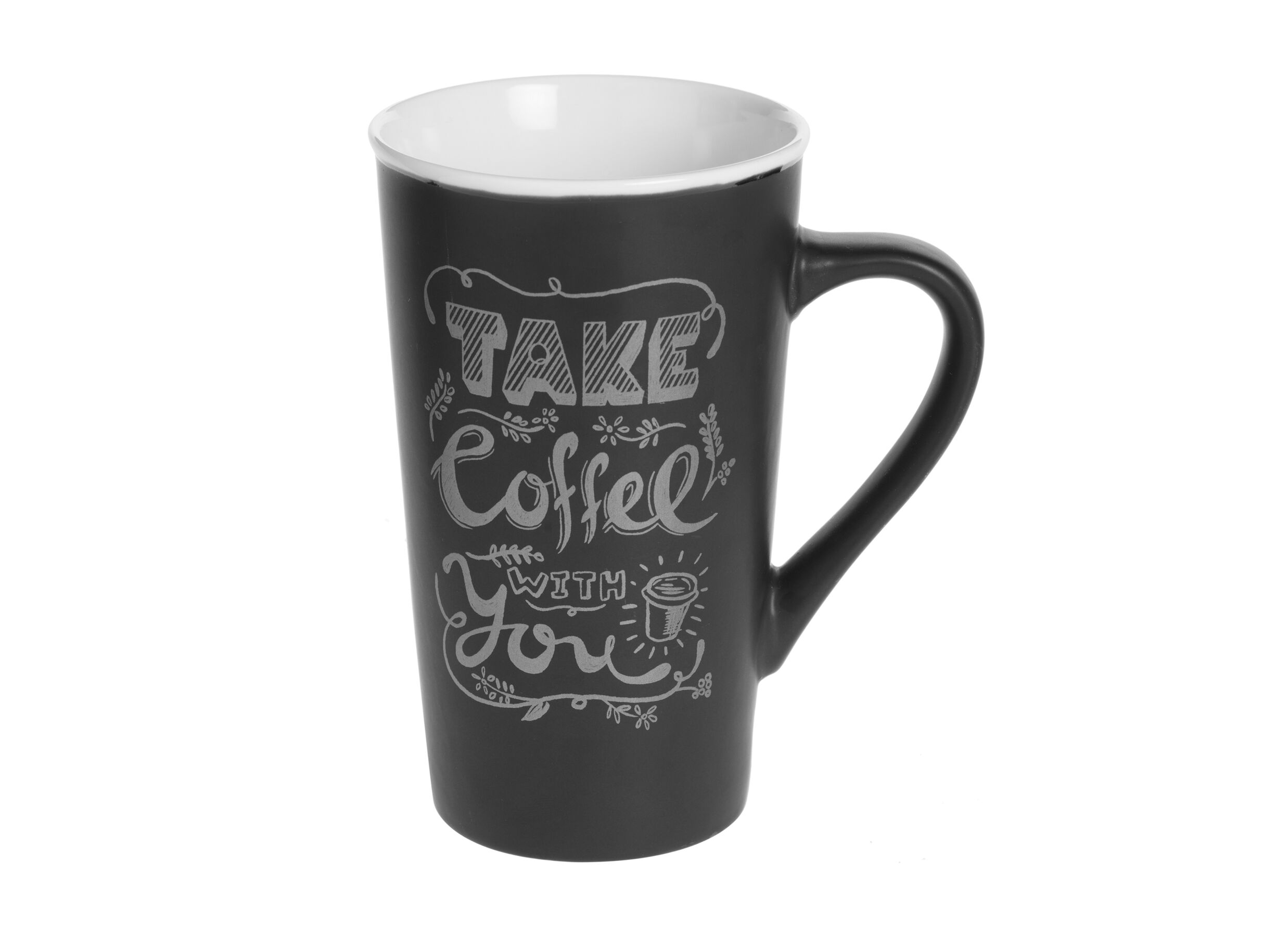 Mok Hot drink 50cl Ø9,1x15cm - porselein - zwart/beige
