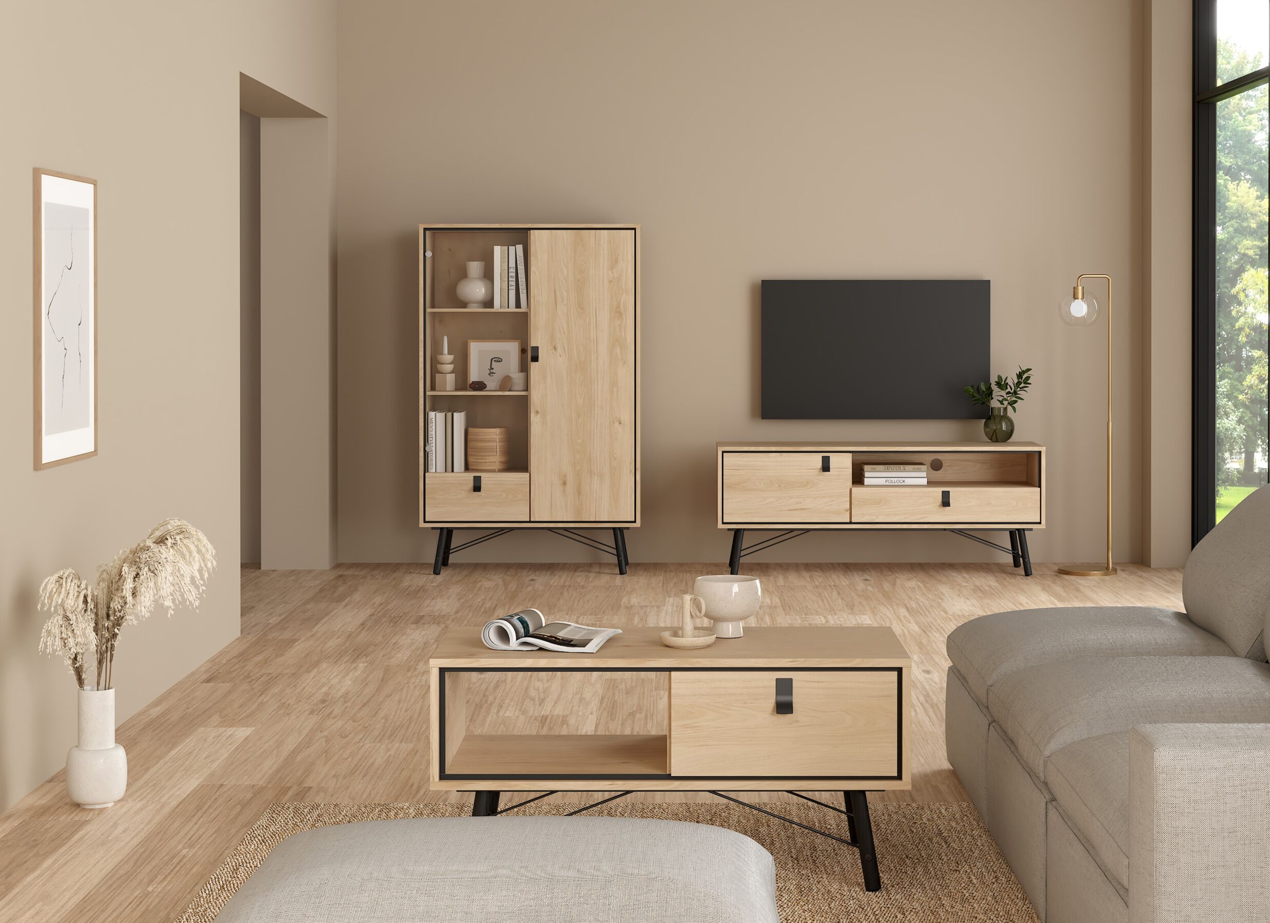 Foto ambiance - Meuble TV Ry 151cm - décor - marron & noir