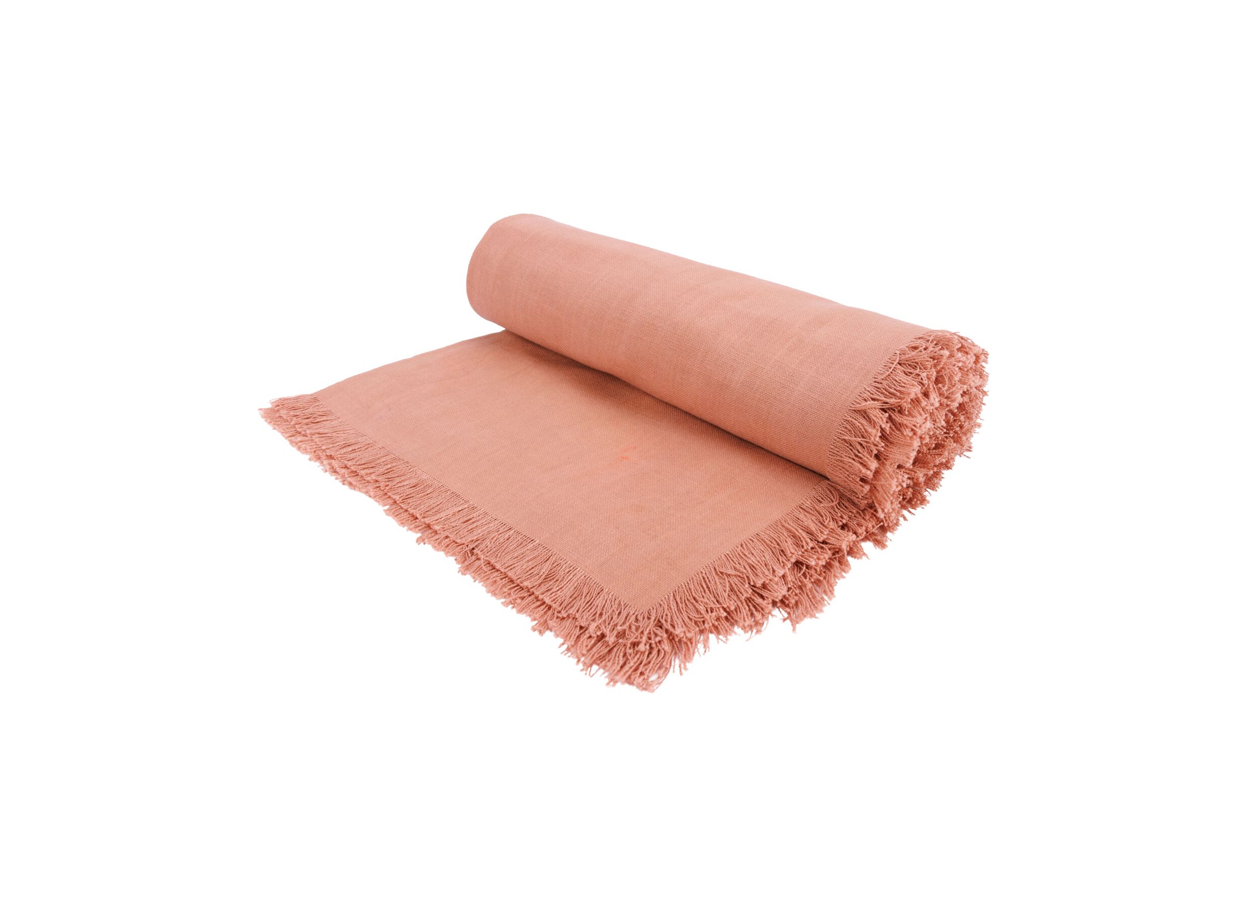 Tafelkleed Franjes 250x140cm - katoen - oud roze - Nappe Franjes 250x140cm - coton - vieux rose