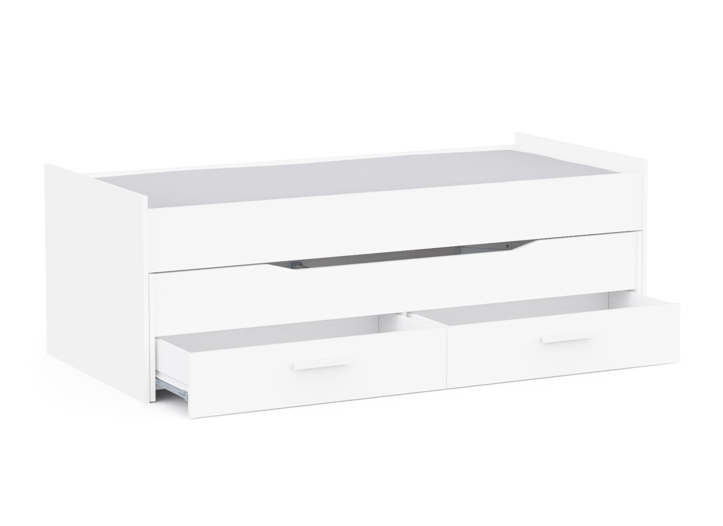 Indeling - Eenpersoonsbed met bedlade en opbergruimte Twist 90x200cm - decor - wit