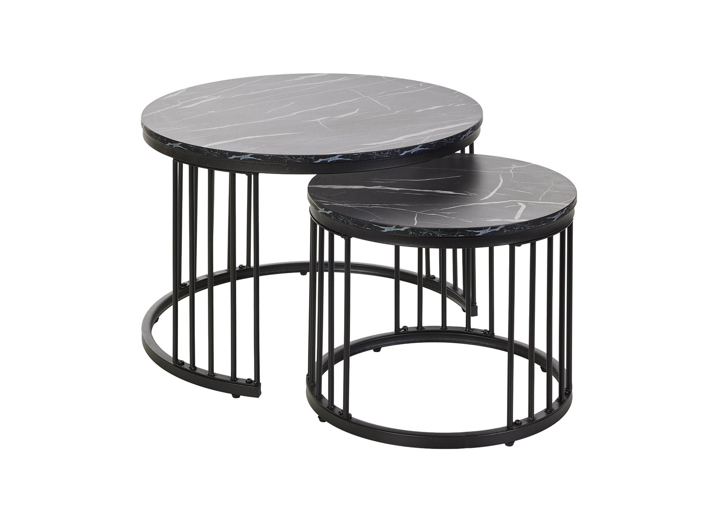 Plus Important - Table d'appoint décor & marbre - noir - lot de 2
