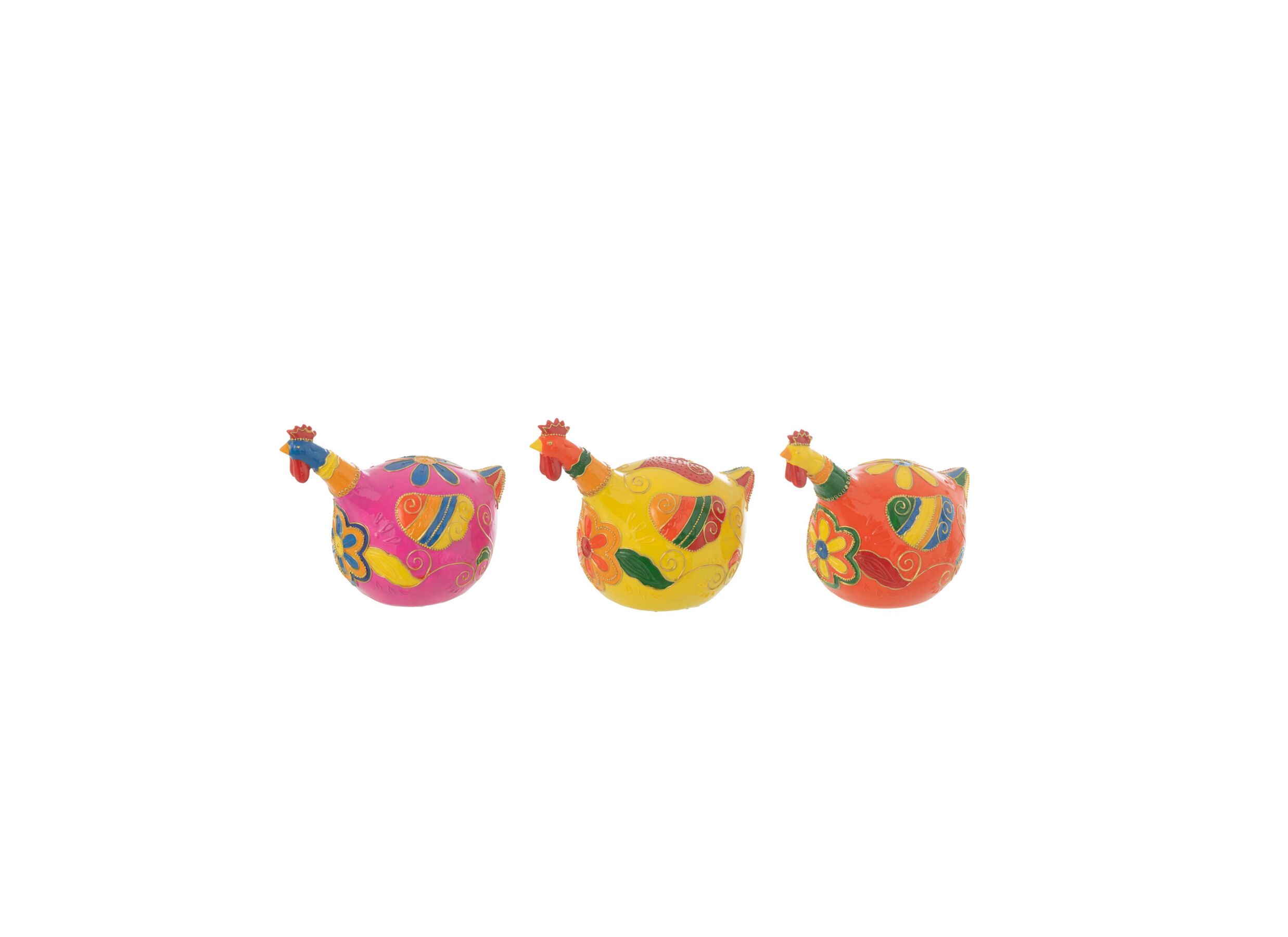 Beeldje Kippen H15cm - polystone - multicolor - Beeldje Kippen H15cm - polystone - multicolor