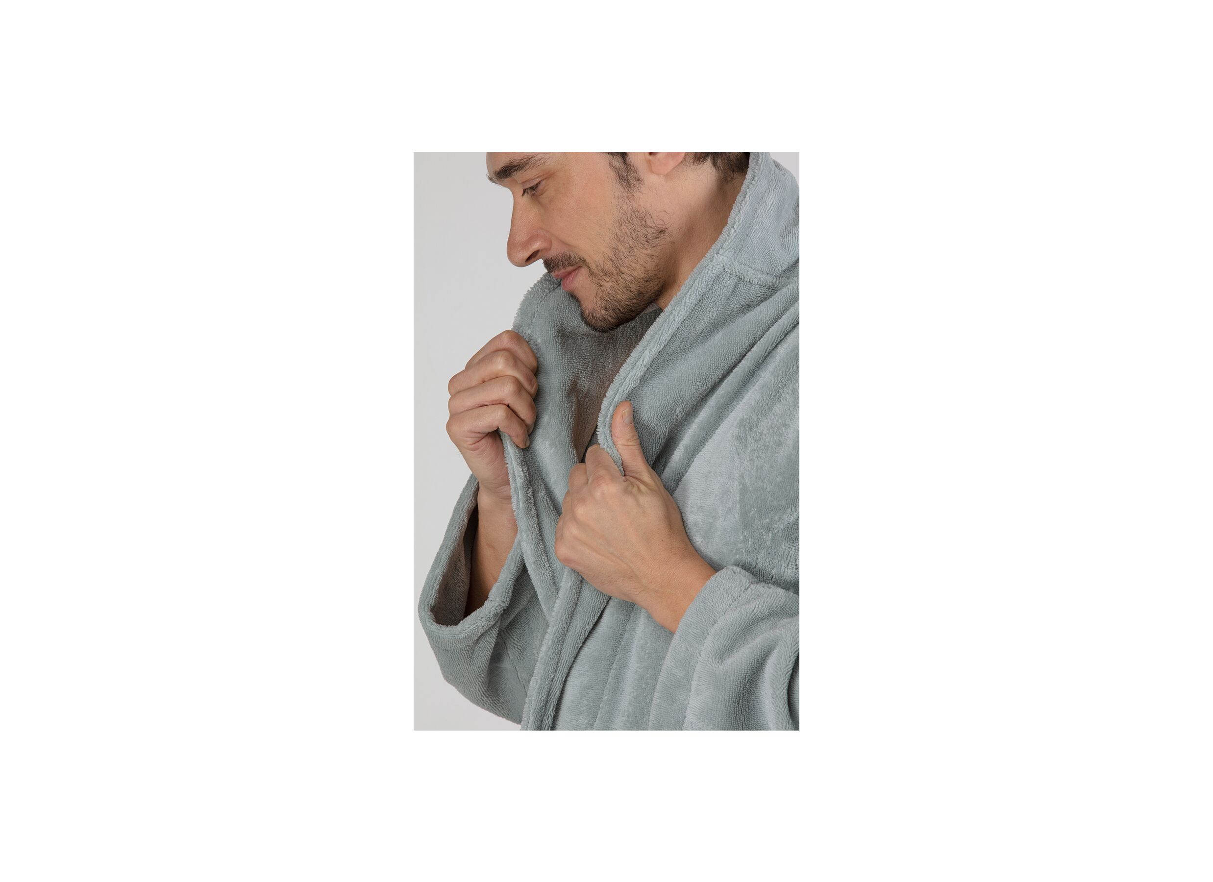 Sfeerfoto - Badjas M flanel sea green