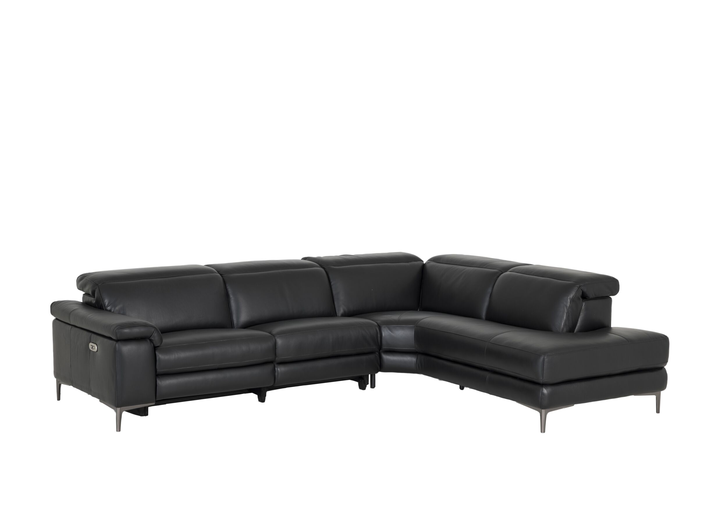 Hoeksalon After 295x232cm - leder - zwart met relax