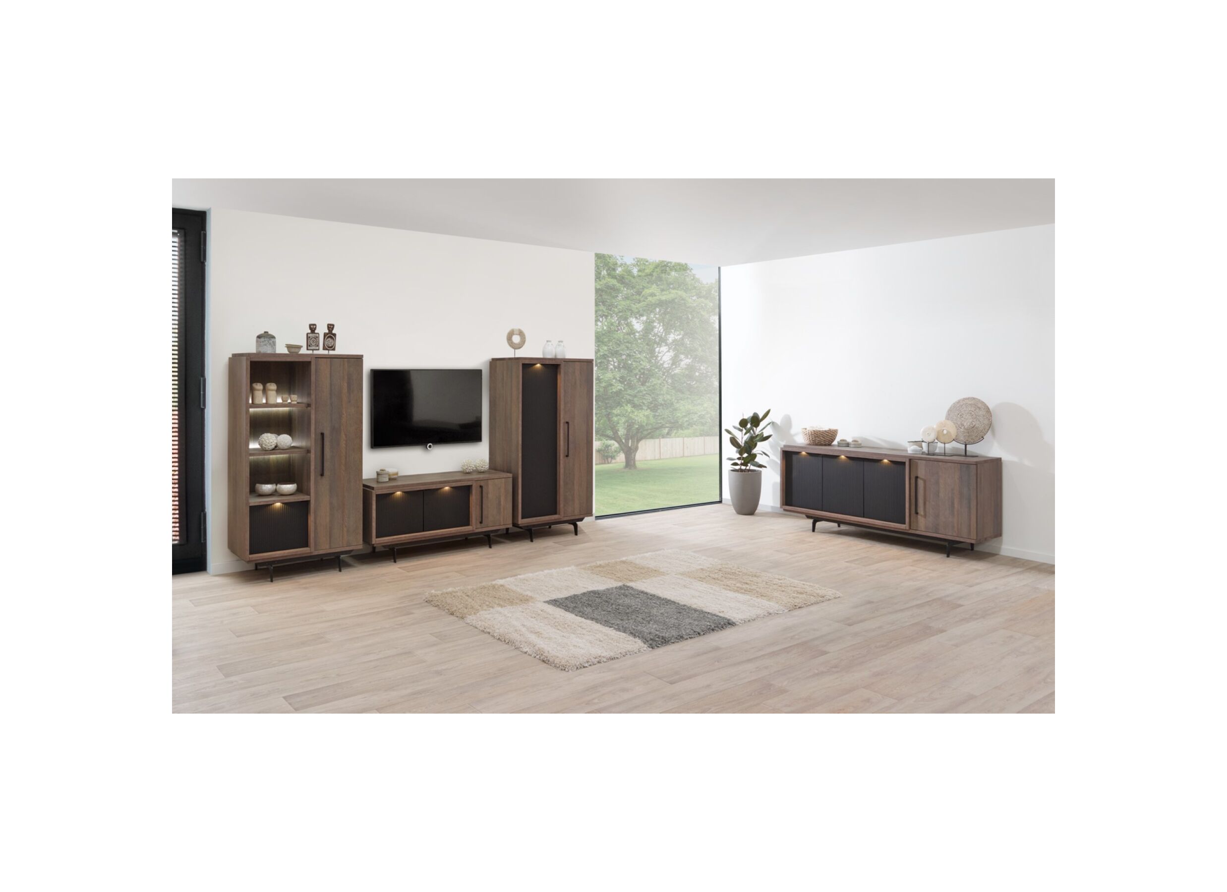 Sfeerfoto - Barkast Trentino 88cm - melamine - gouden eik/matzwart