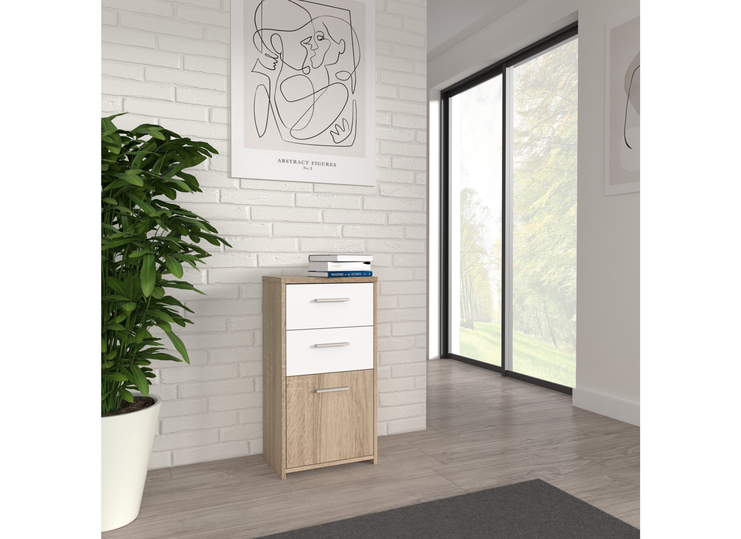 Commode Best Chest 40x30x78cm - decor - sonoma eik & wit
