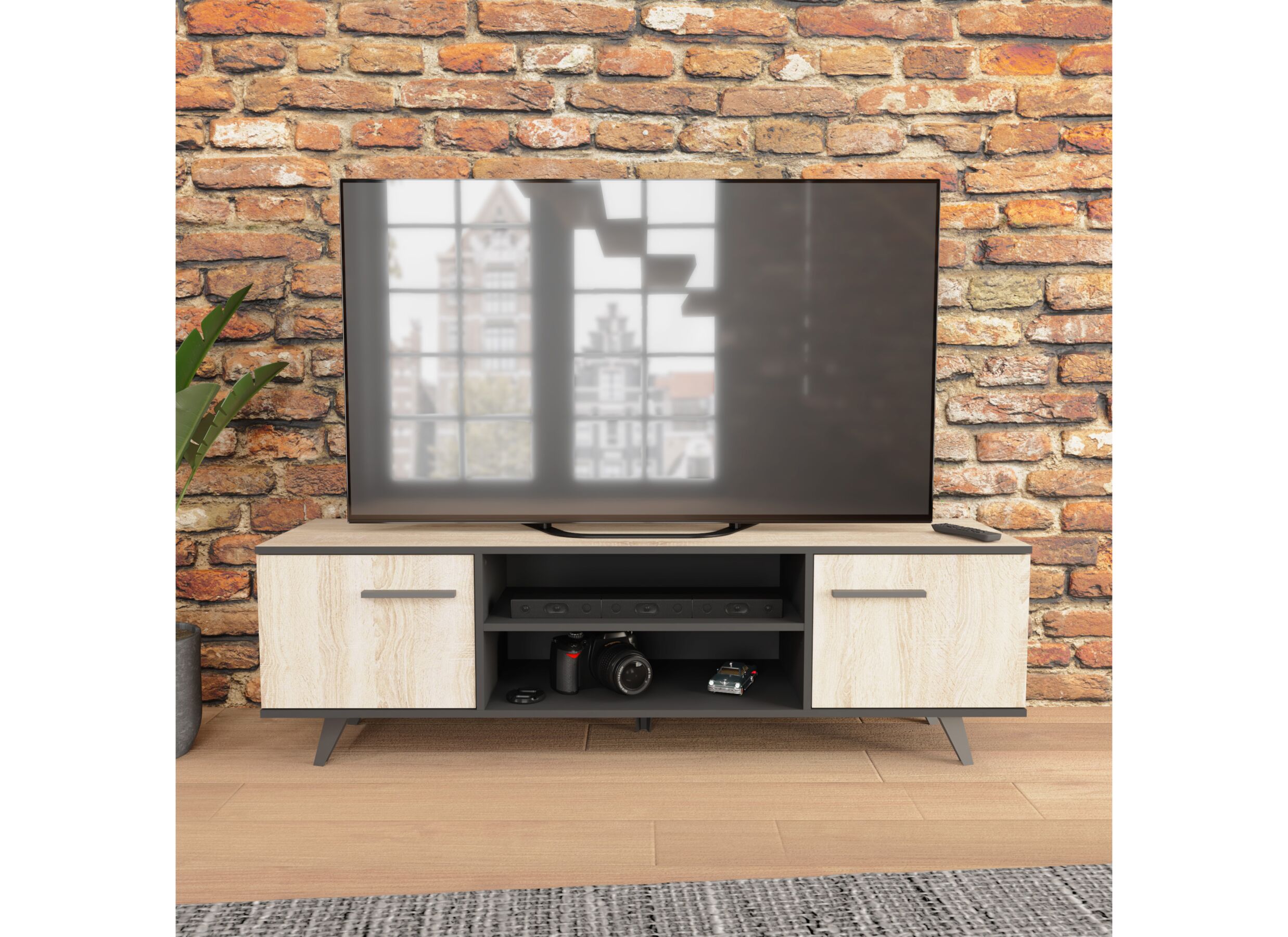 Sfeerfoto - Tv-meubel Wayne 151cm - decor - eik & zwart