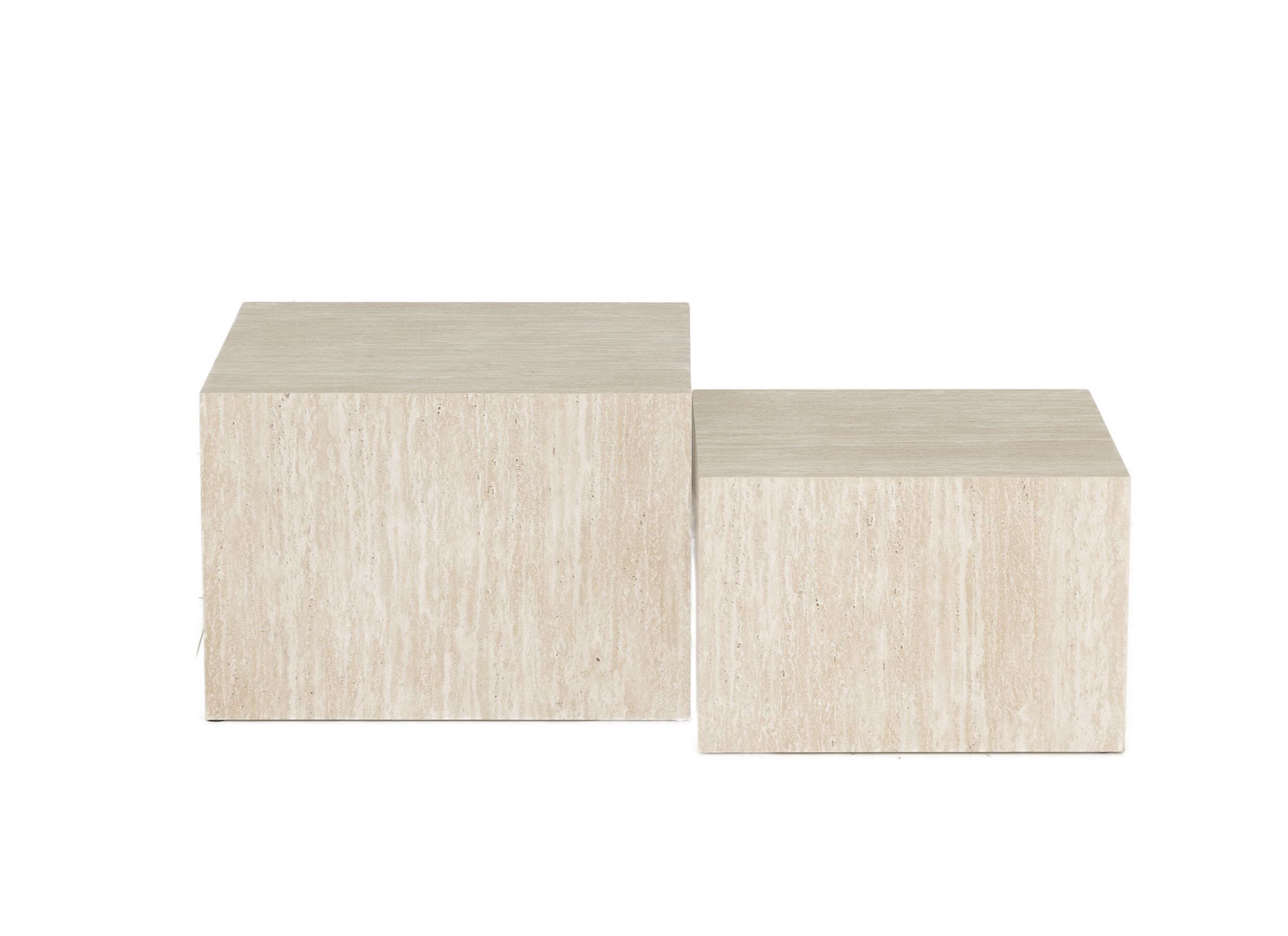 Aperçu - Table d'appoint Oracle 58x58x39,5/50x50x33cm - décor - travertin look