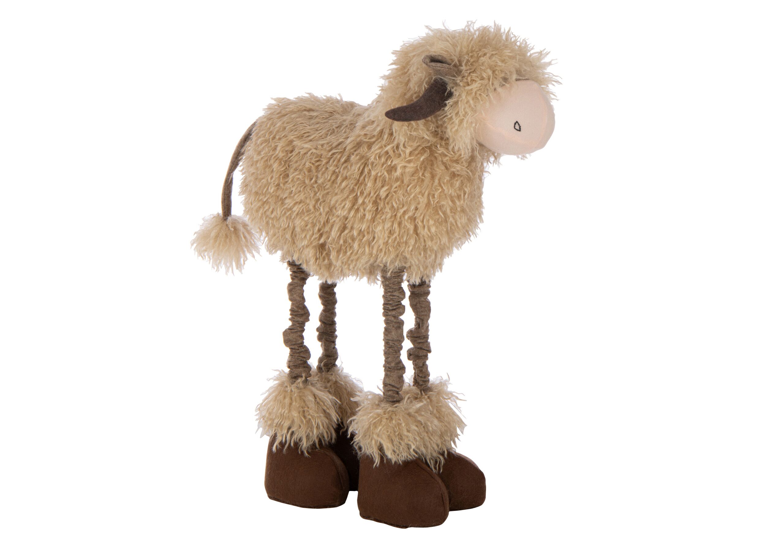 Overzichtsfoto - Kerstdecoratie Koe Telescopisch L 44x17x98cm - polyester - donkerbruin & beige
