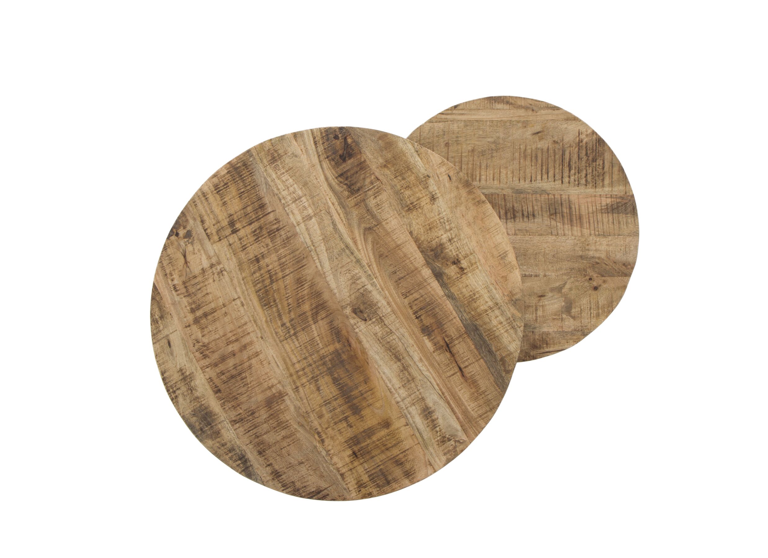 Detailfoto - Bijzettafel Scrooge hout massief metaal rond set van 2