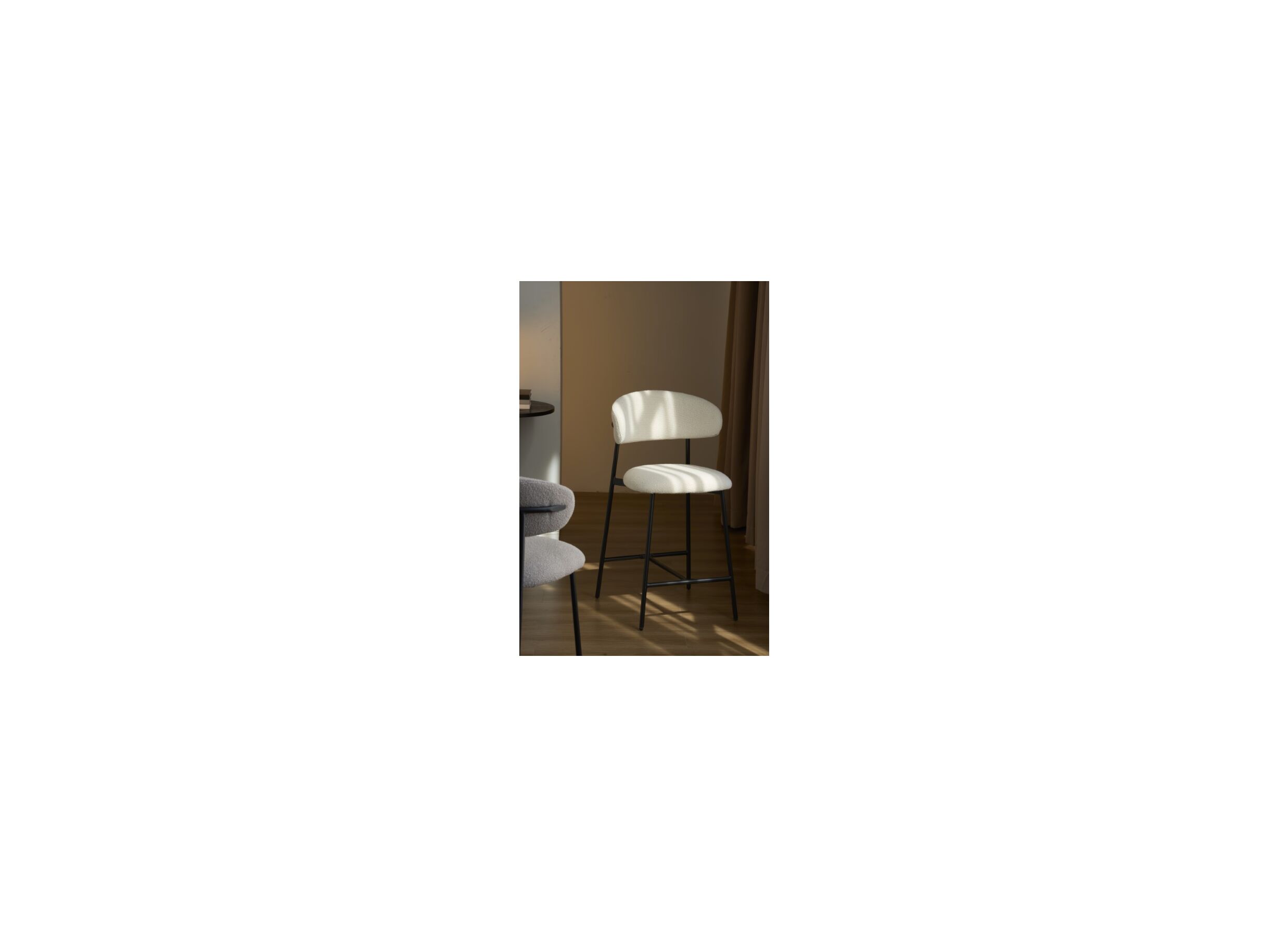 Foto ambiance - Chaise de bar Luke 2.0 HA65cm - bouclé - blanc