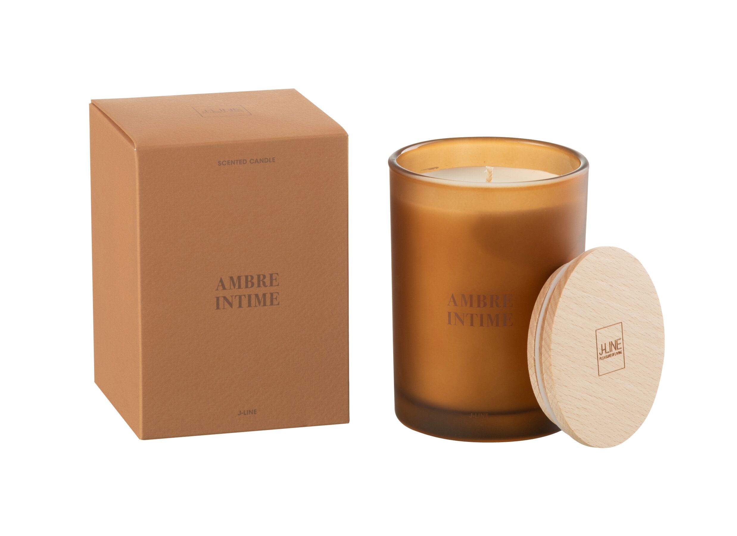 Plus Important - Bougie parfumée Ambre Intime Ø8,5x12,5cm - verre/paraffine - orange
