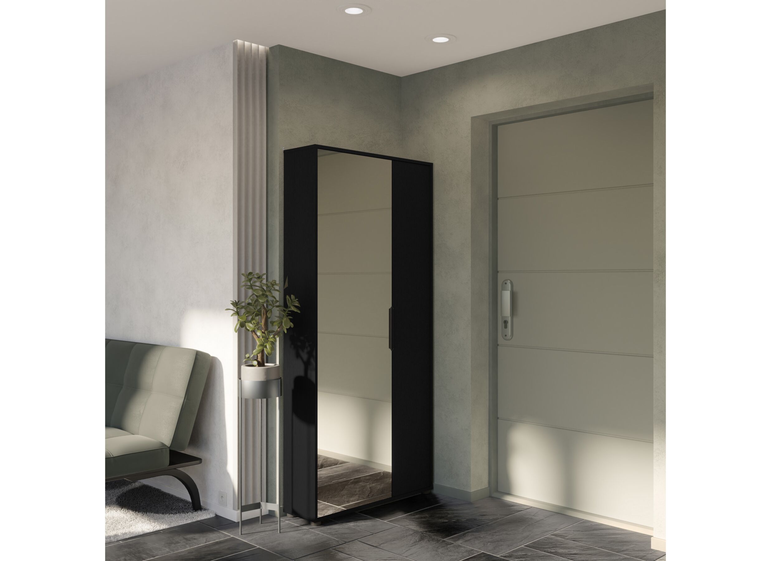 Foto ambiance - Armoire à chaussures Ebony 83x24x178cm - décor - blanc
