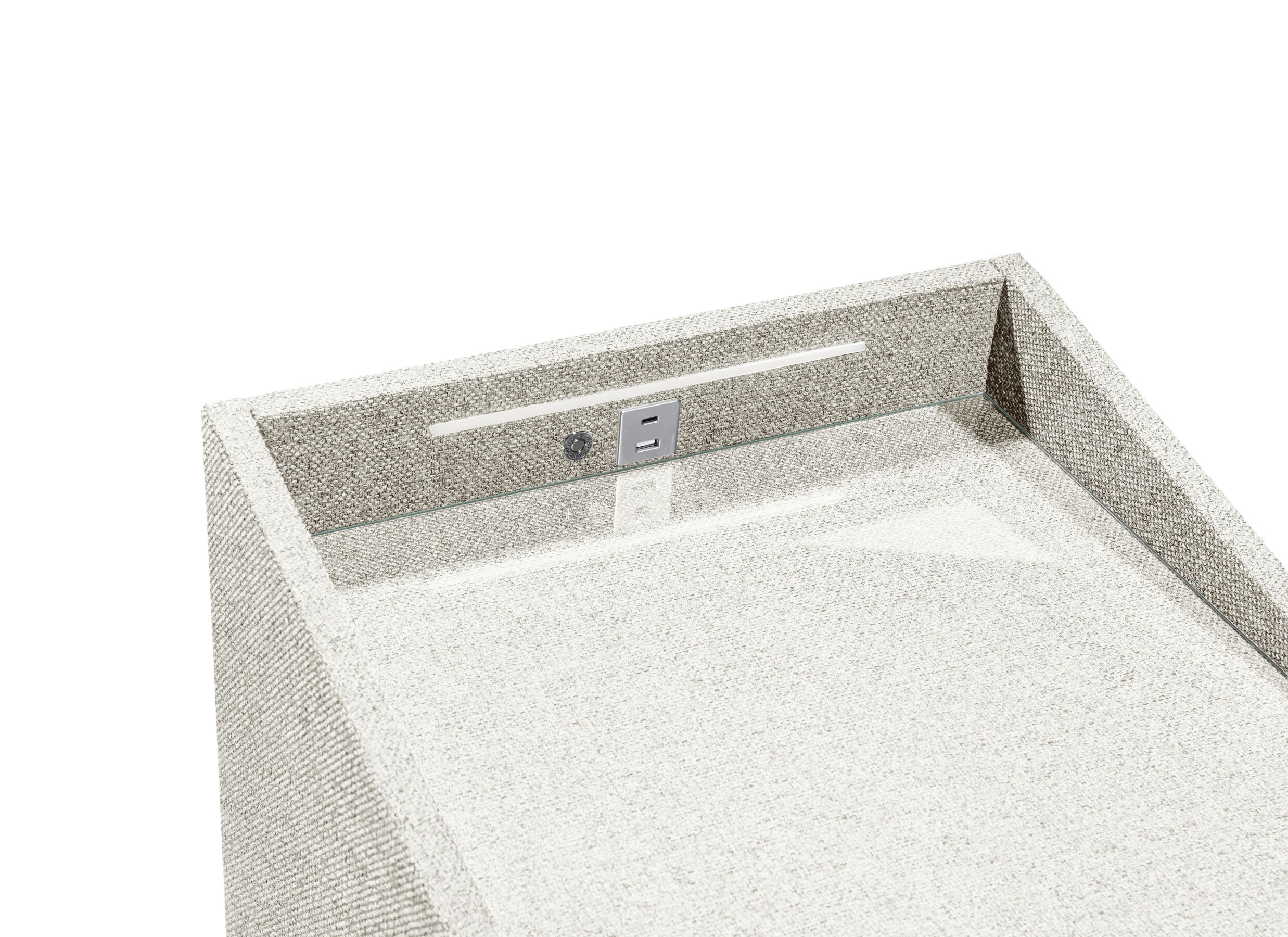 Detail - Table de chevet Moon 48x47x62cm - tissu - ivoire