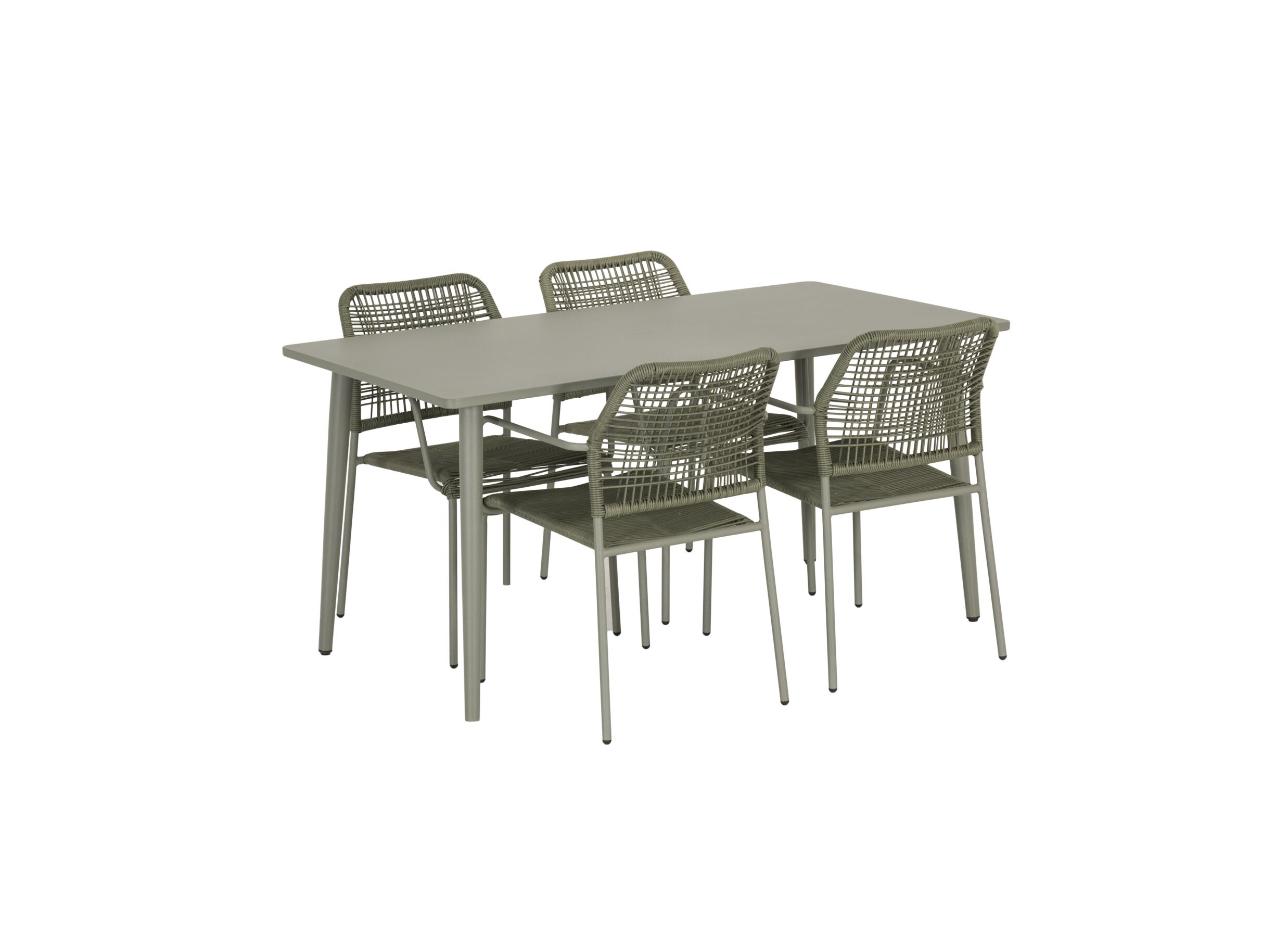 Photo ensemble - Chaise de jardin Phi acier rotin vert