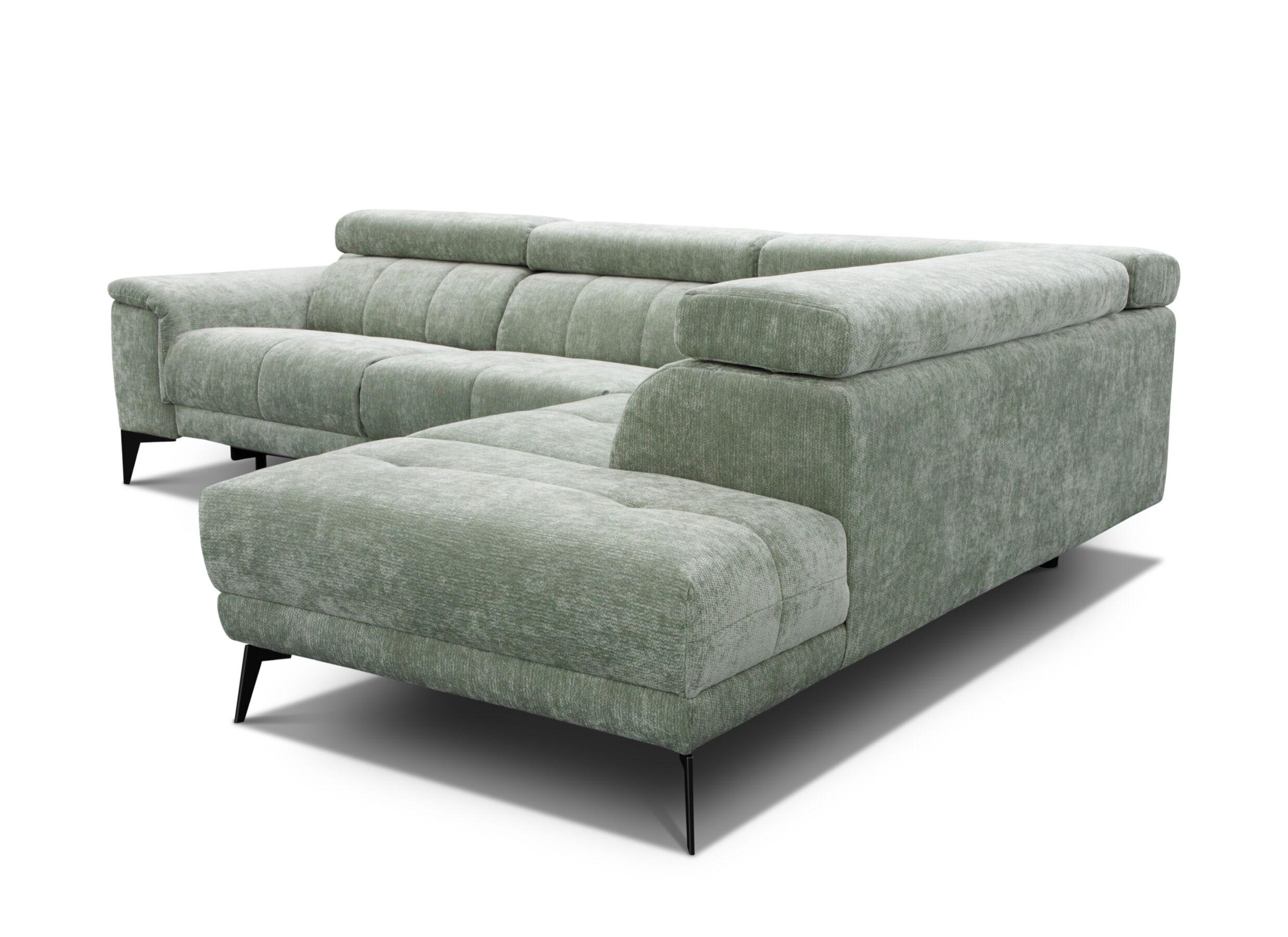 Aperçu - Canapé d'angle Amira 291cmx228cm - tissu - vert clair avec relax