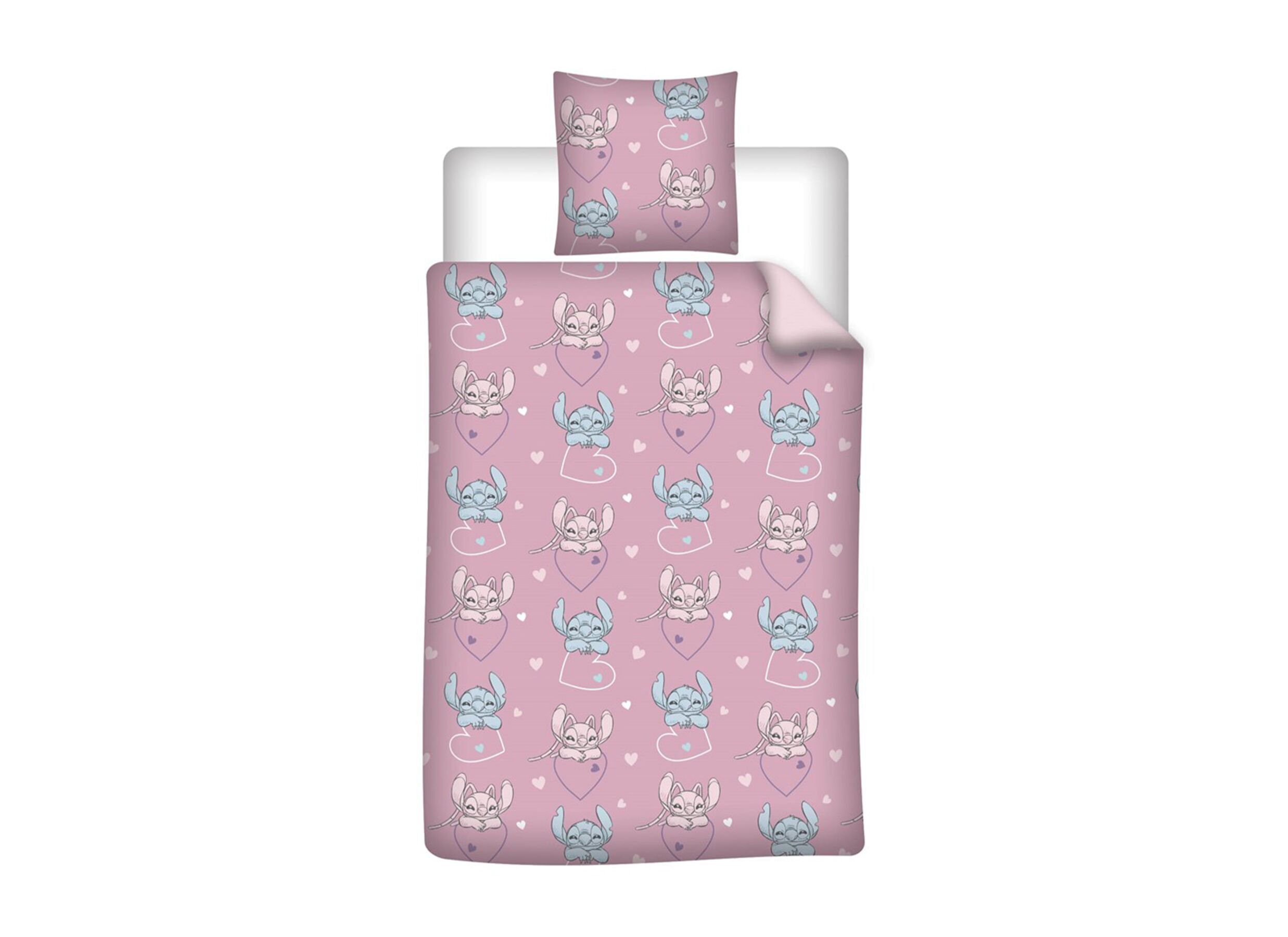 Overzichtsfoto - Dekbedovertrek Stitch 140x200cm - flanel - roze