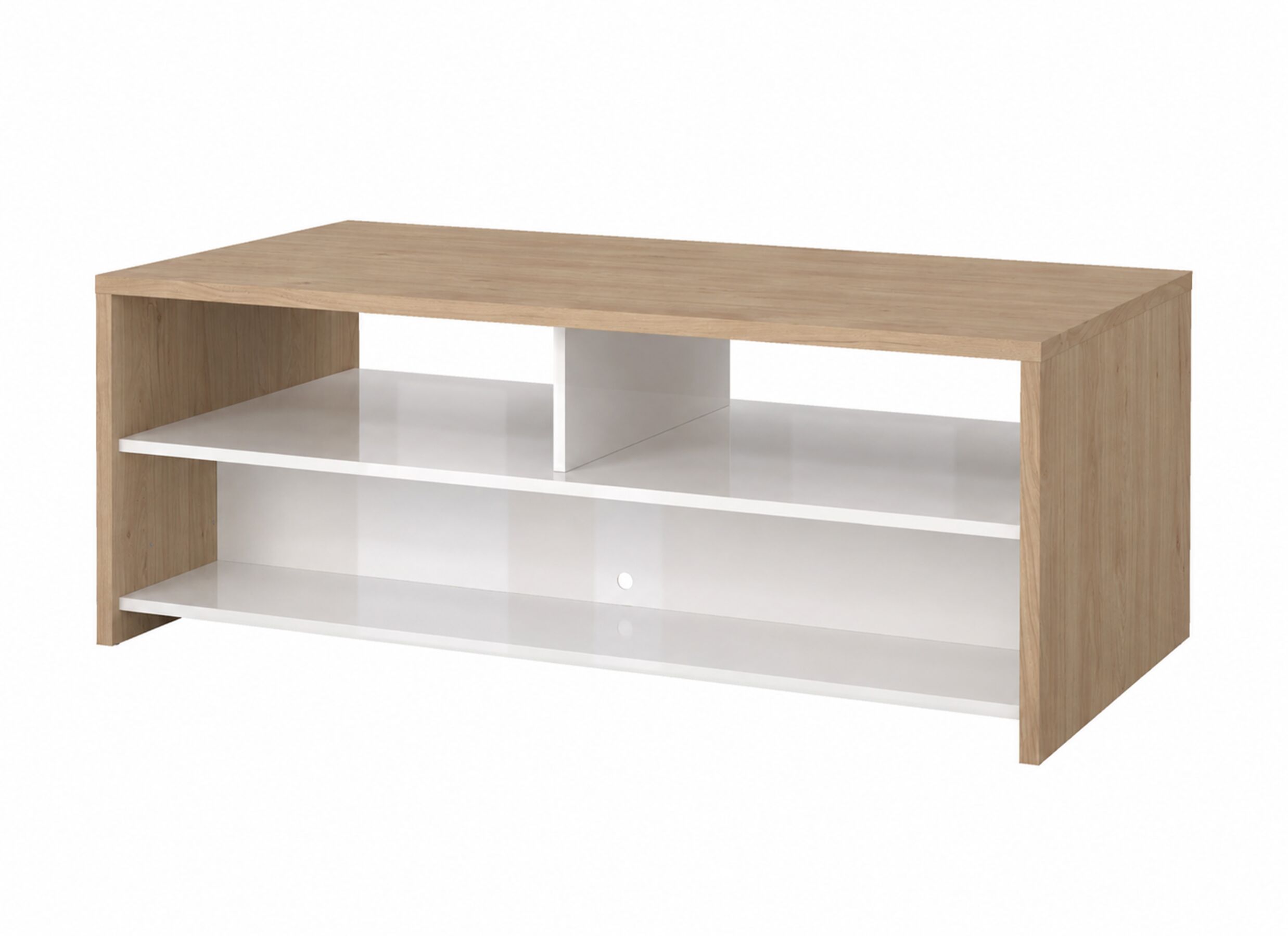 Aperçu - Table basse Next 120x60cm - mélamine - blanc brillant & jackson hickory
