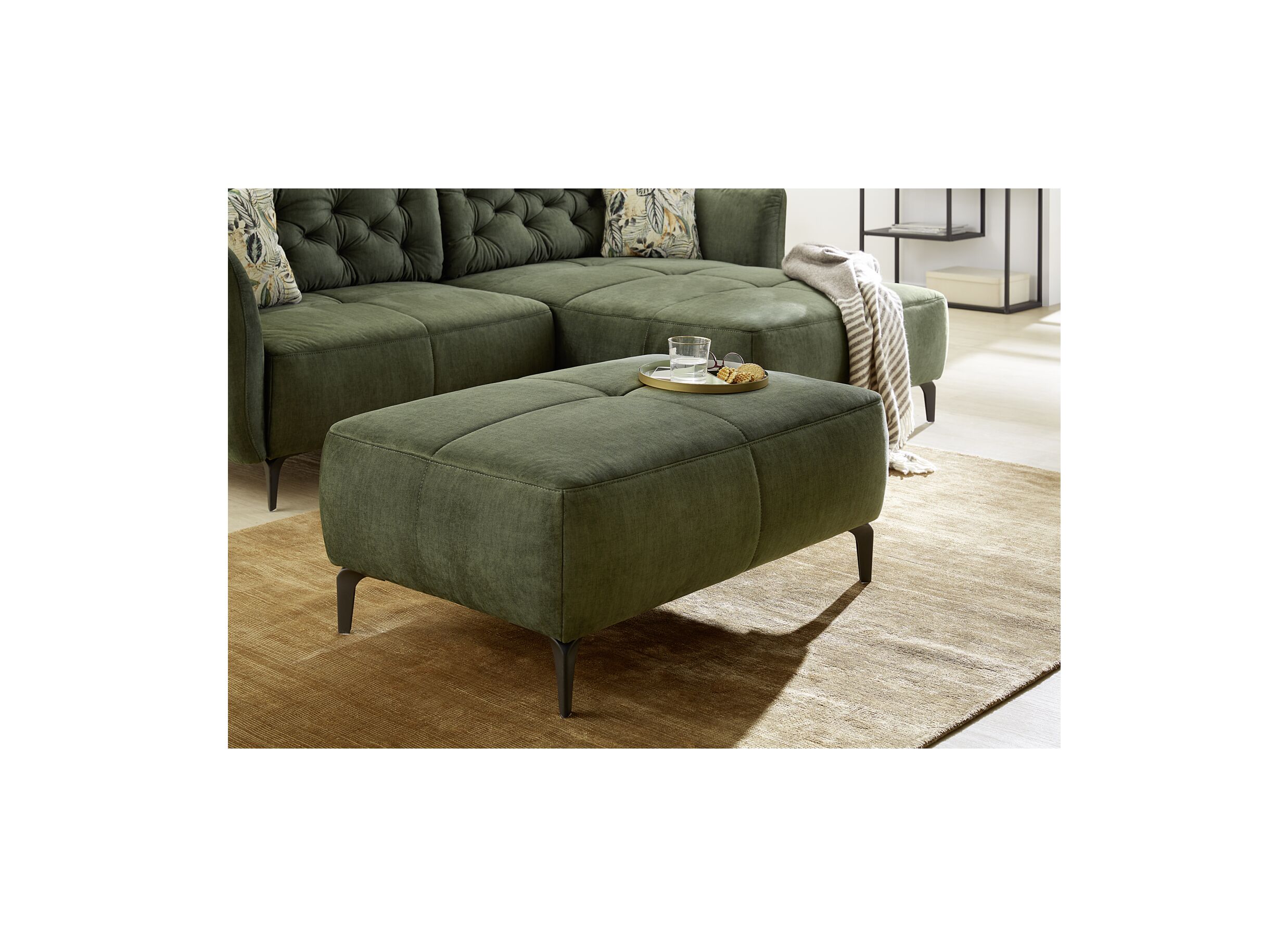 Voetenbank Saulo 114x81cm stof groen