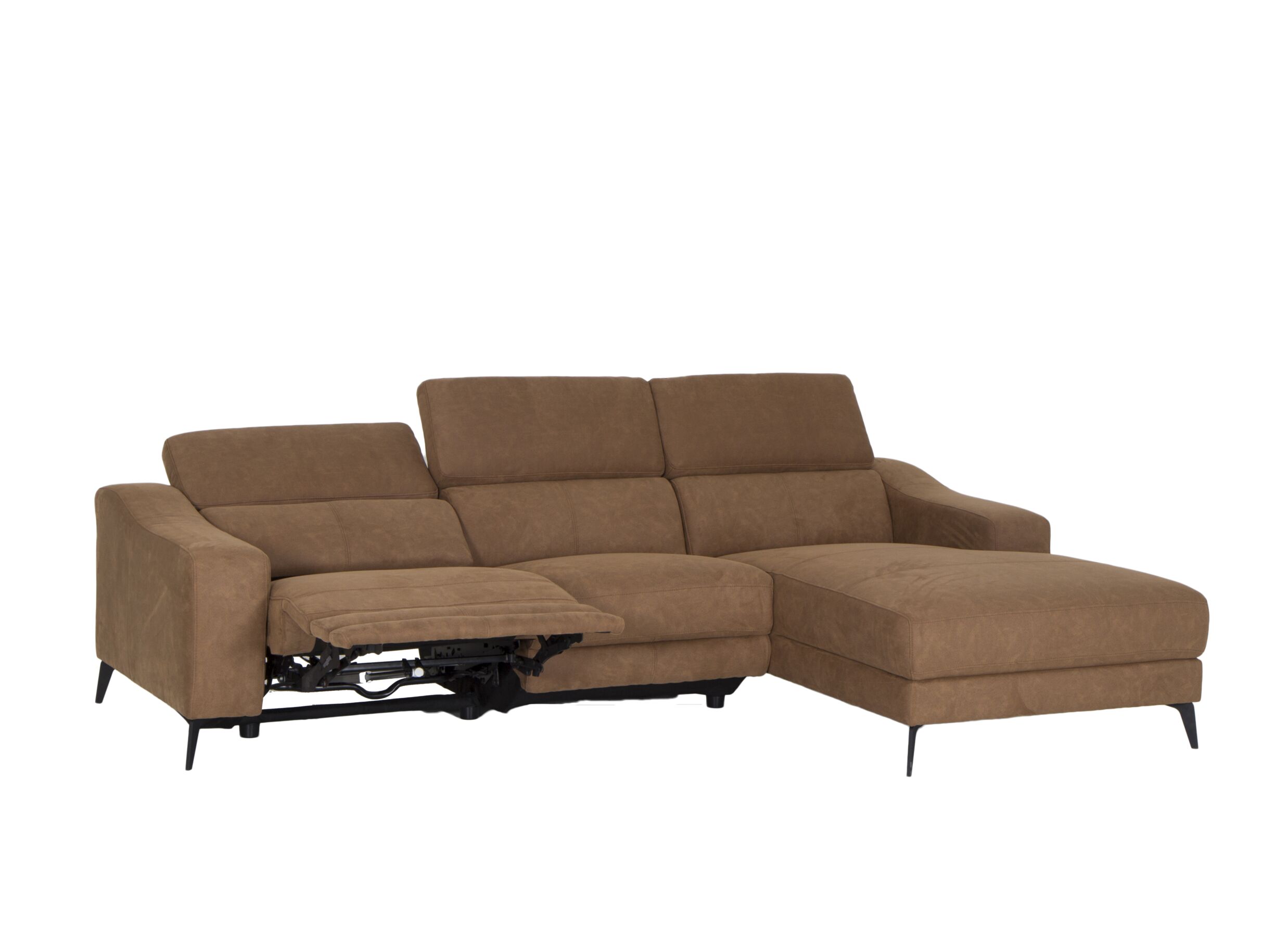 Detailfoto - Hoeksalon Mana 272x174cm - stof - cognac met relax