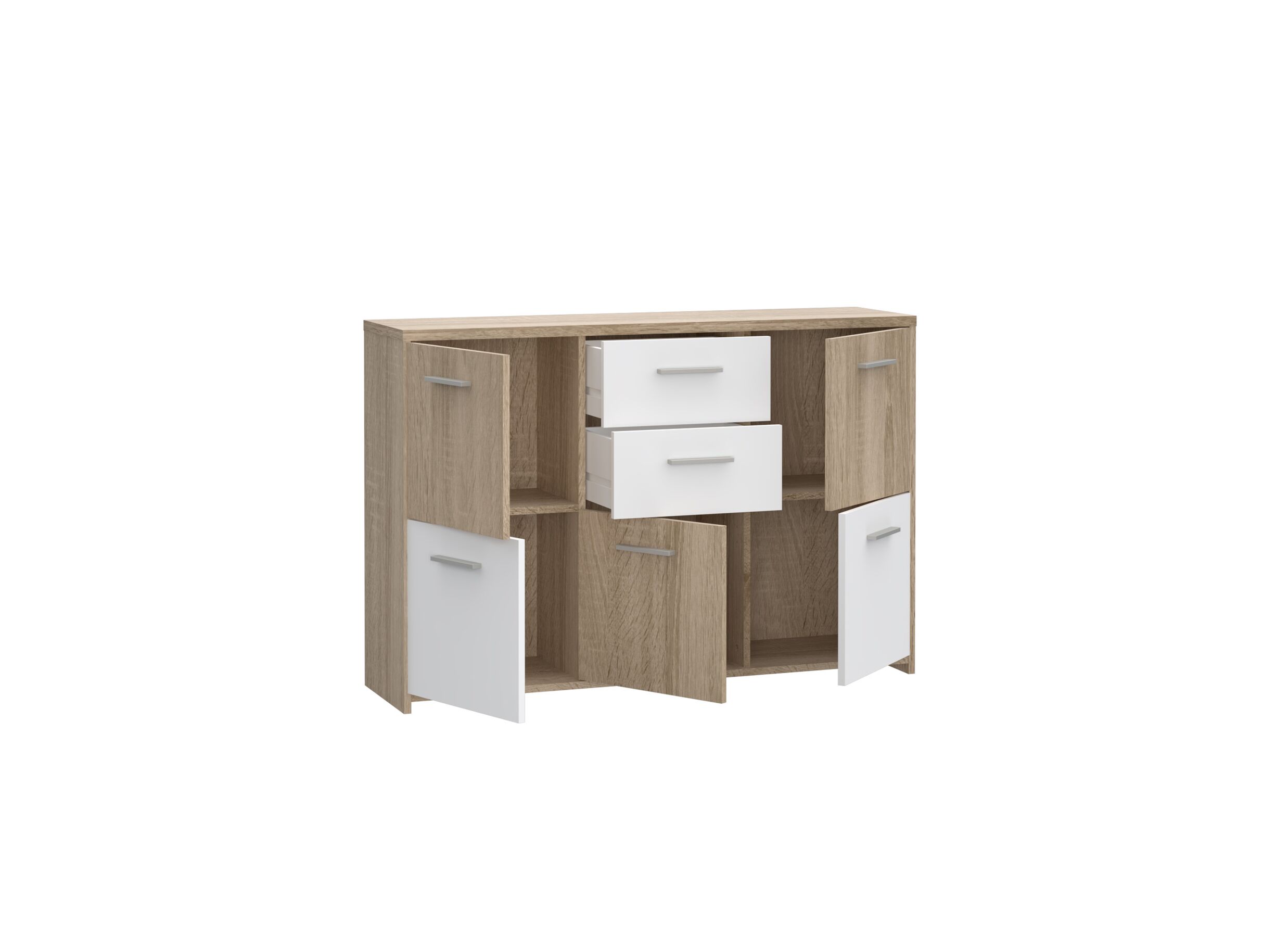 Kast Best Chest 114x30x78cm - meubelplaat - sonoma eik/wit