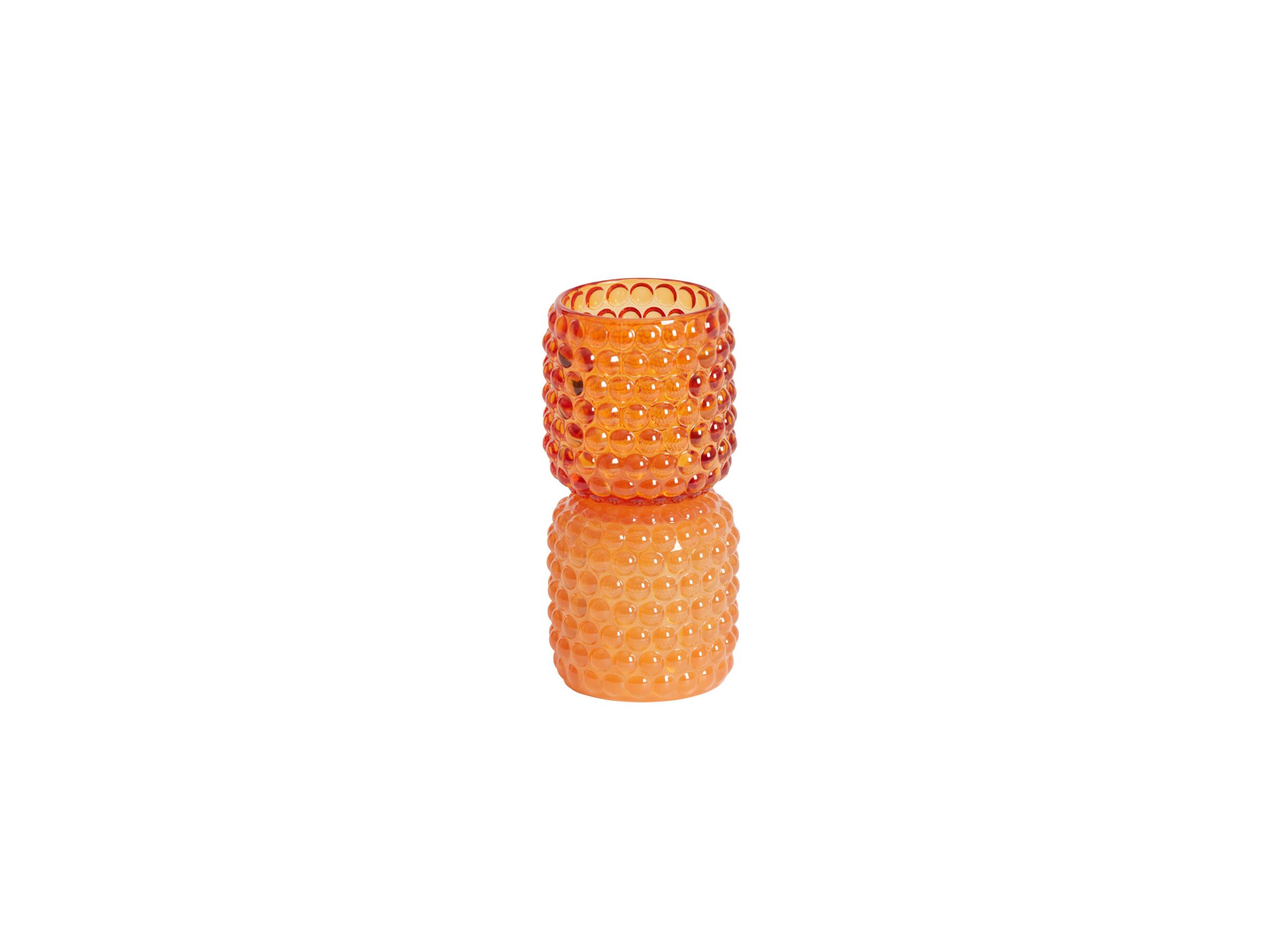 Theelichthouder Bublini H16cm - glas - oranje - Photophore Bublini H16cm - verre - orange