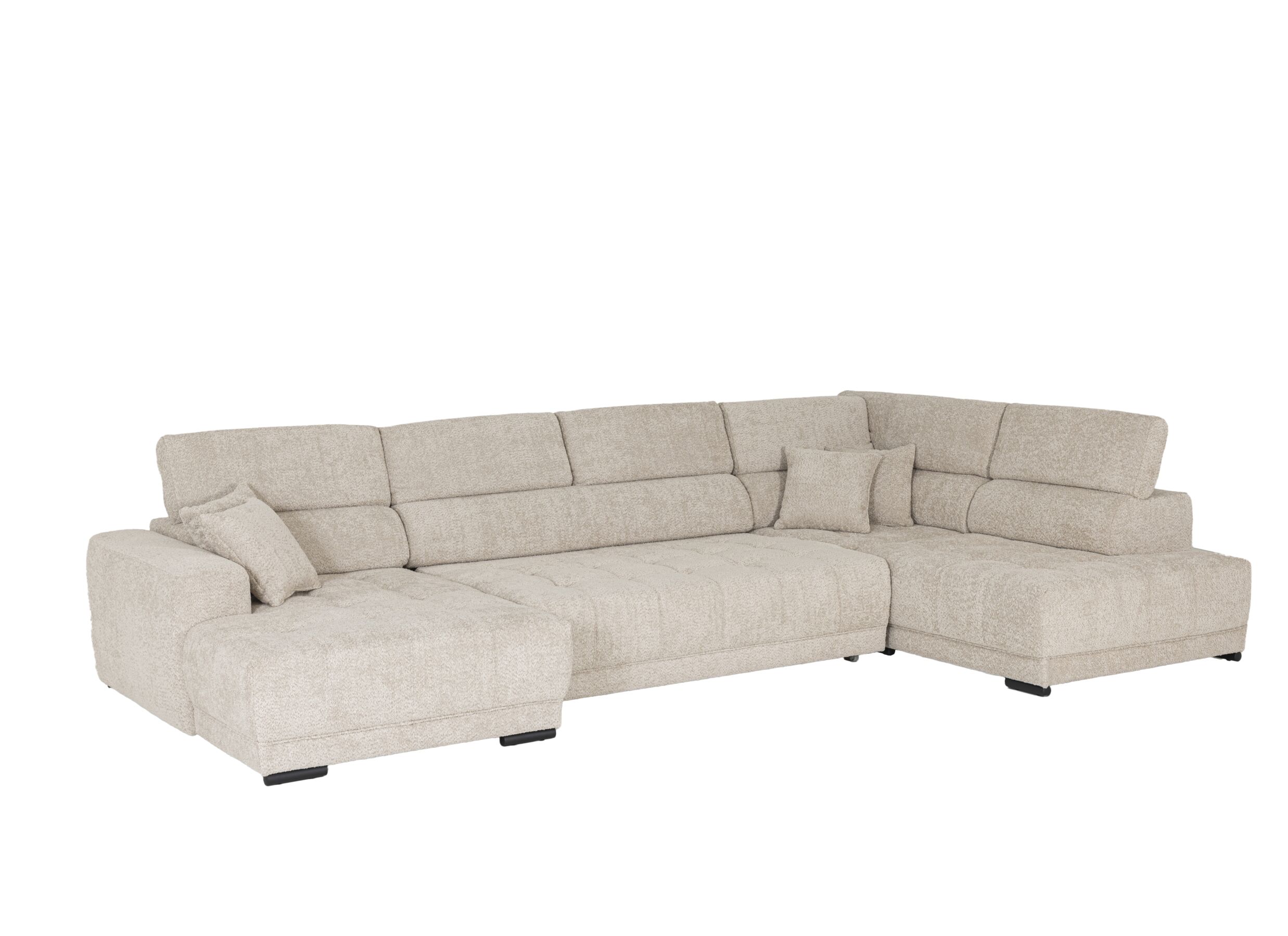 Aperçu - Canapé d'angle Rimini 388x224cm - tissu - greige avec fonction lit