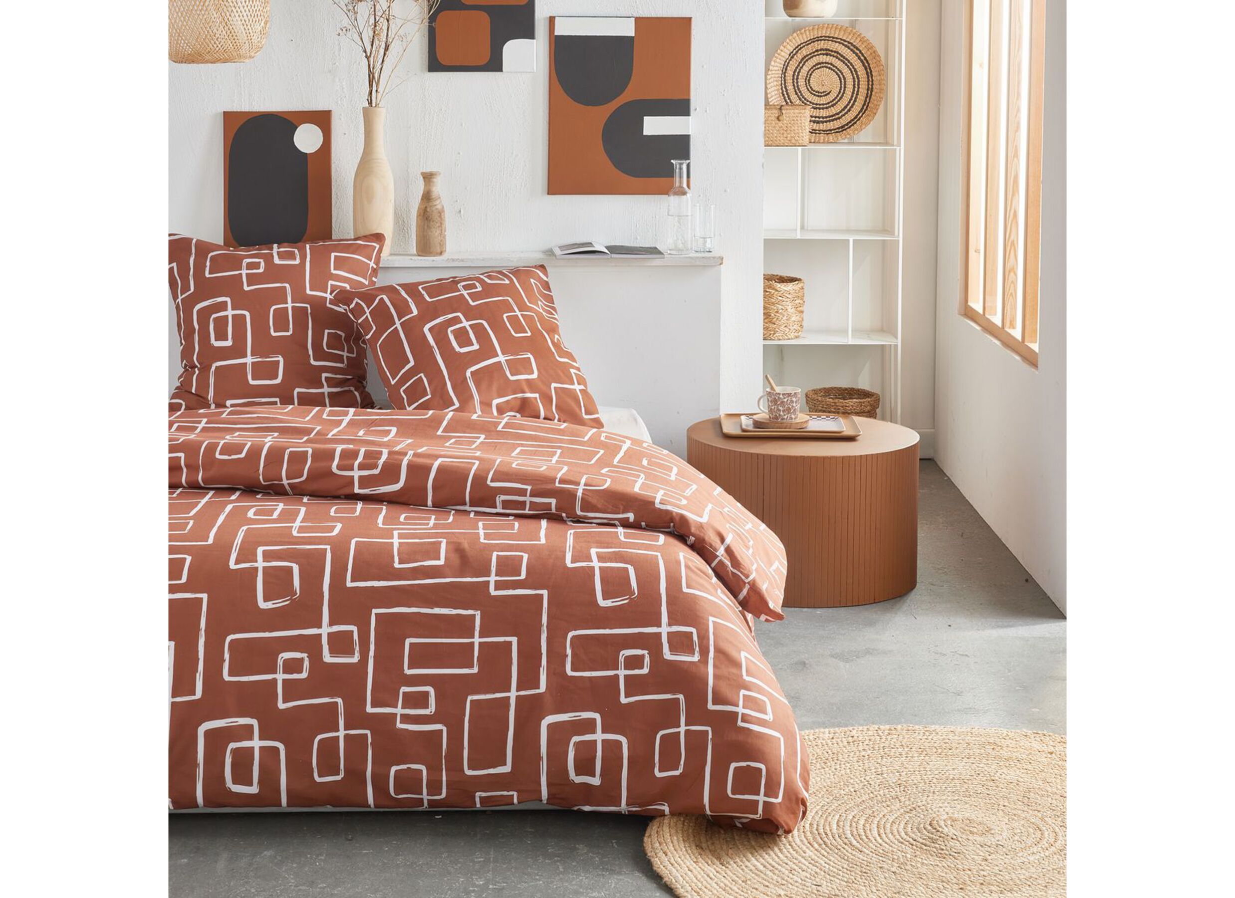 Dekbedovertrek TODAY Crazy 8 220x240cm - polyester - bruin - Housse de couette TODAY Crazy 8 220x240cm - polyester - marron