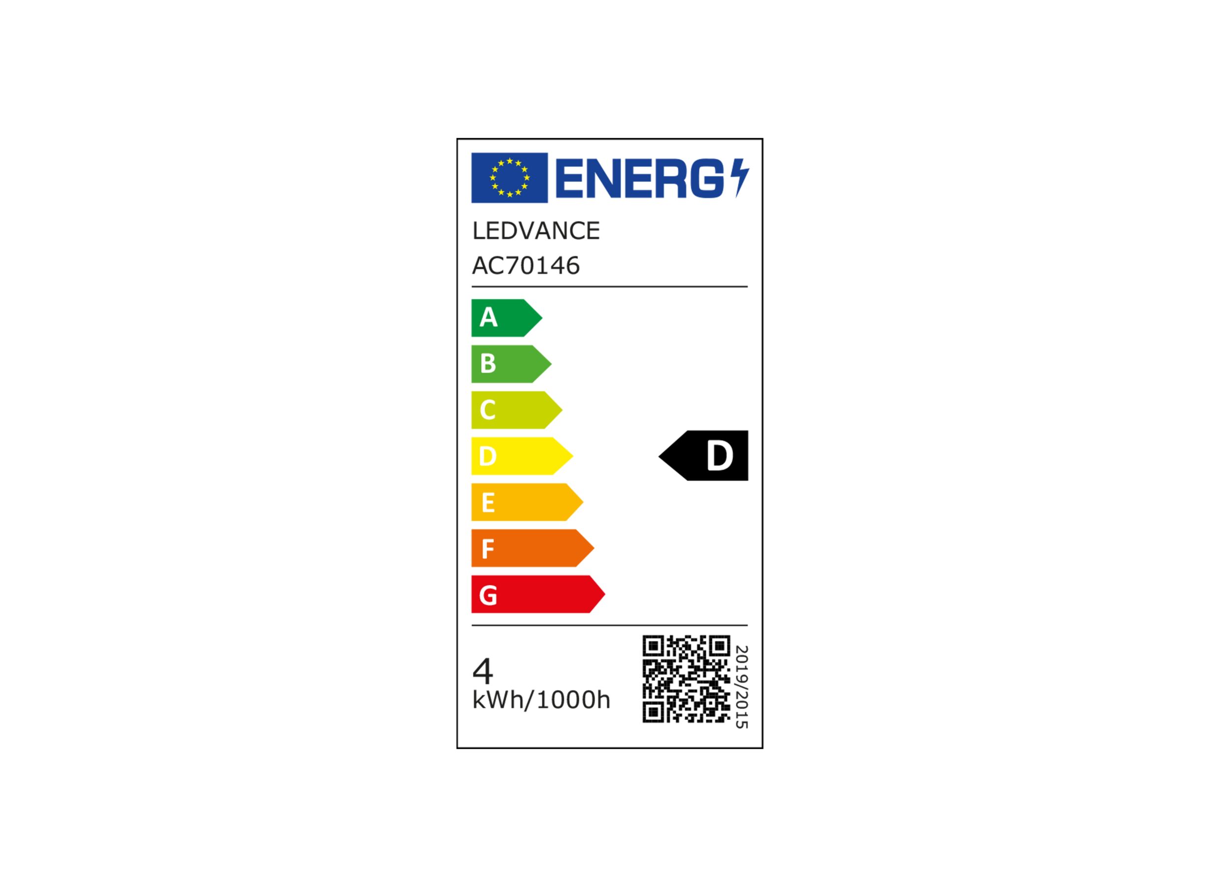 Label énergétique - Ampoule LED Classic 3,4W E27 mat