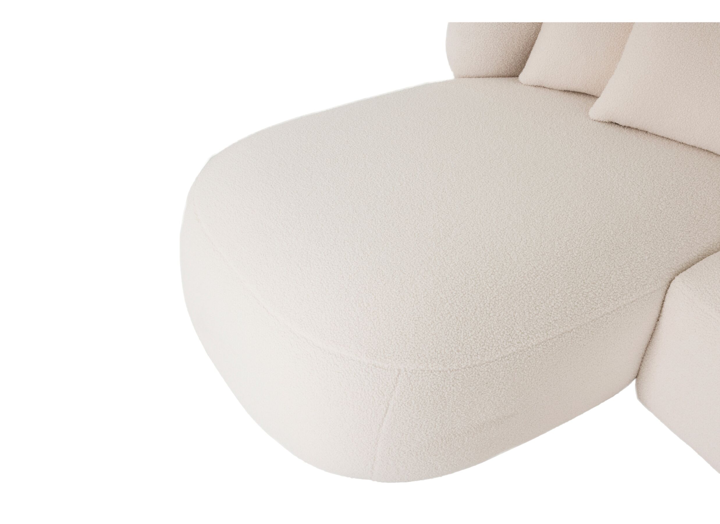 Detail - Canapé d'angle Rumi 260x163cm - tissu - blanc