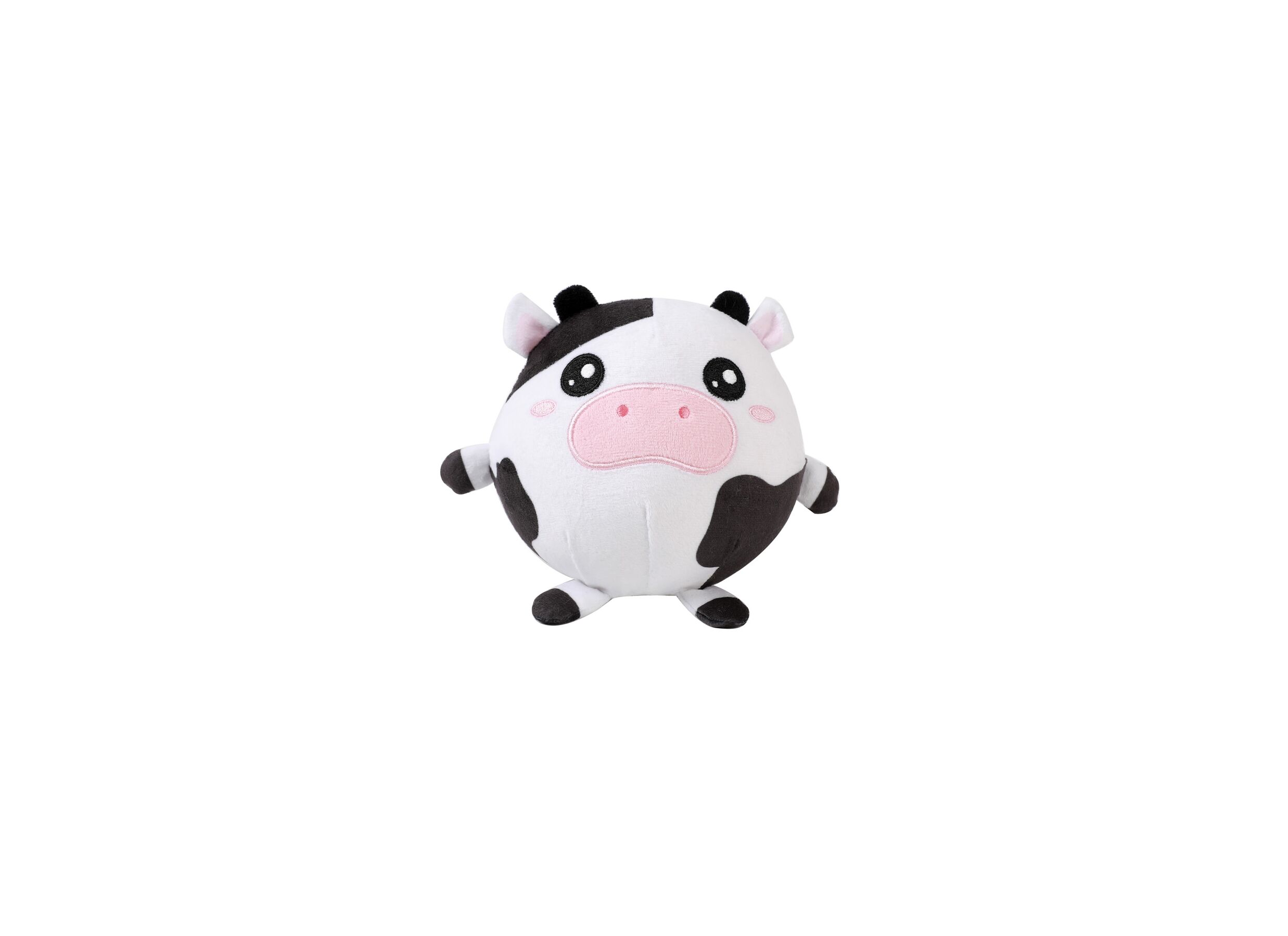 Plus Important - Coussin Squishy Cow Ø13cm - tissu - noir/blanc