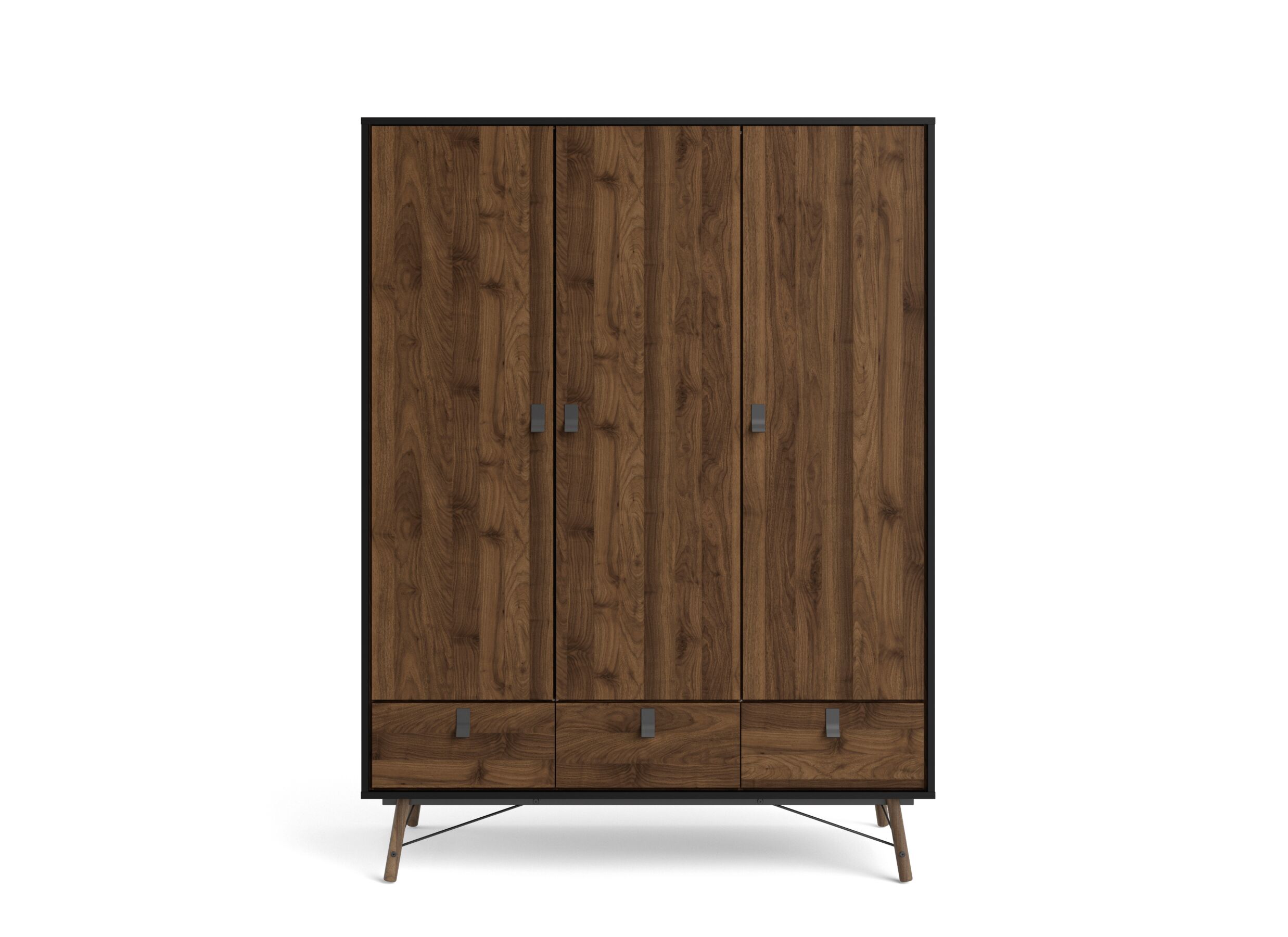 Kleerkast Ry 151cm - decor - mat zwart/okkernoot
