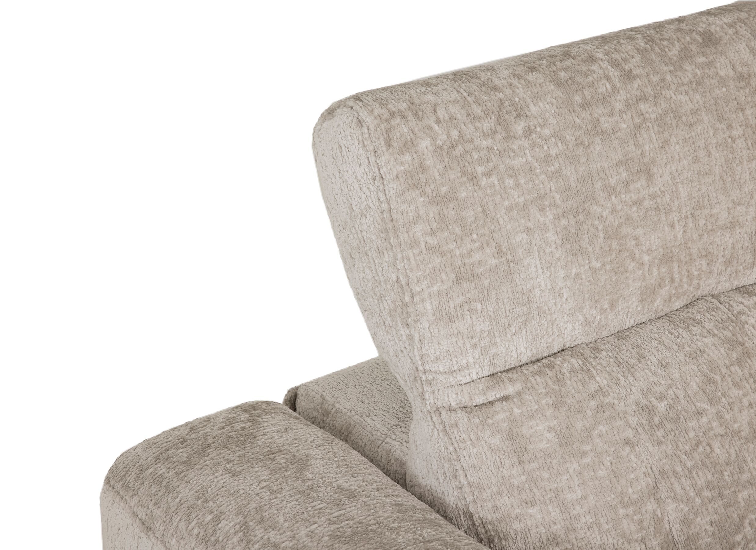 Detail - Canapé d'angle Crow 334x301cm - tissu - turtledove avec 3 fauteuils relax & rangement