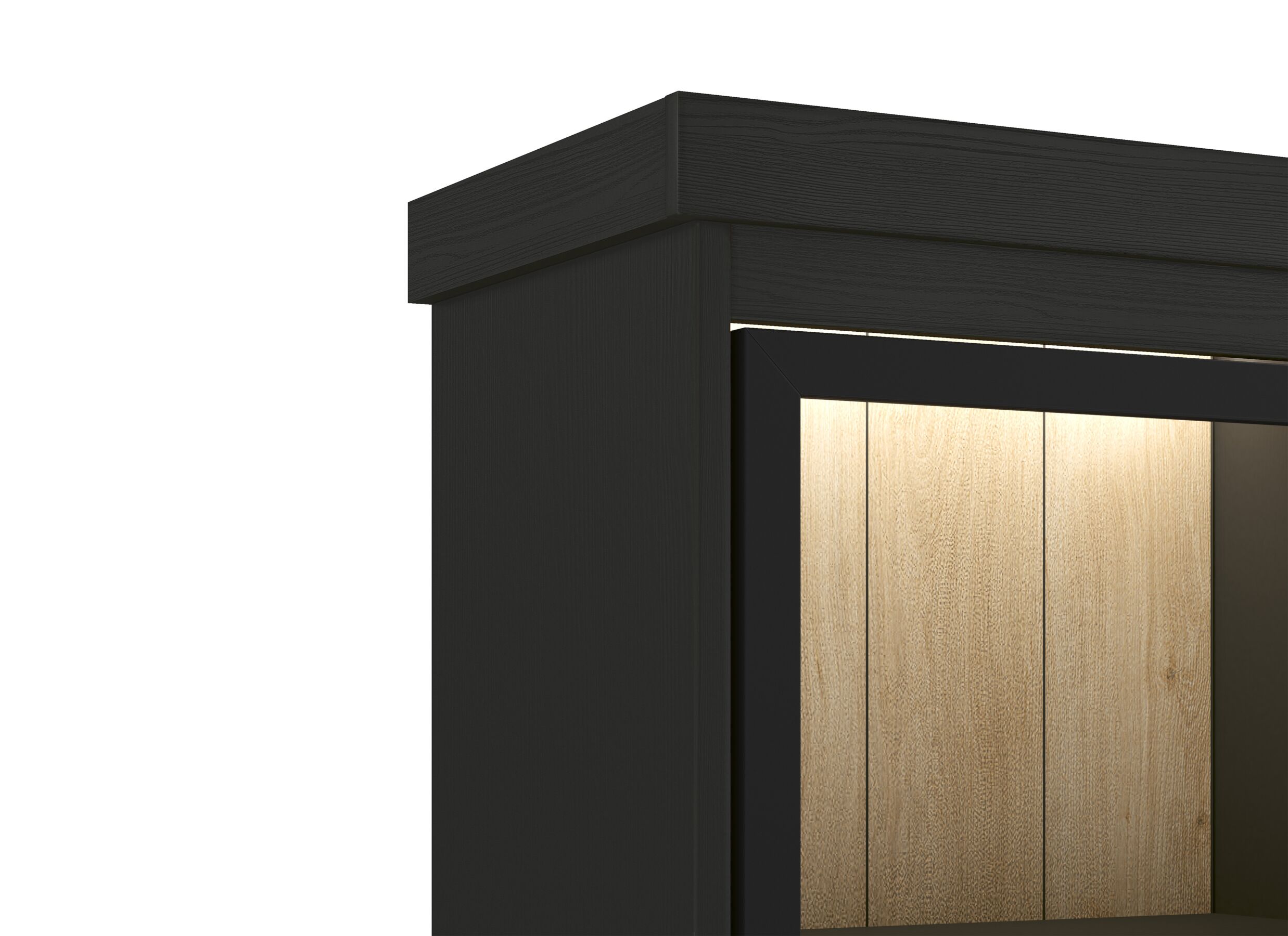 Detailfoto - Vitrinekast Valencia 240cm - melamine - zwarte eik