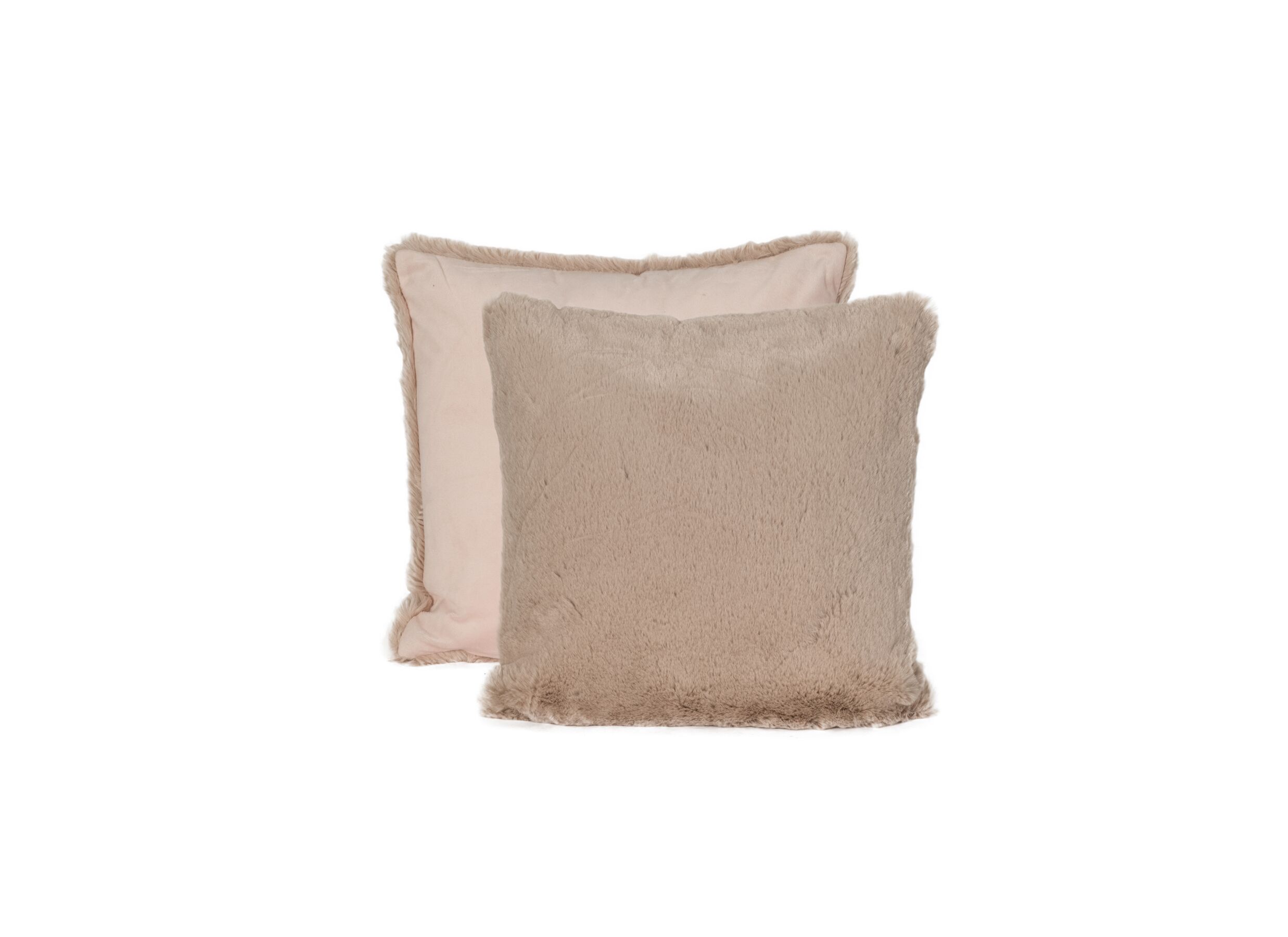 Overzichtsfoto - Kussen Duffie 60x60cm - imitatie konijnenvacht - roze