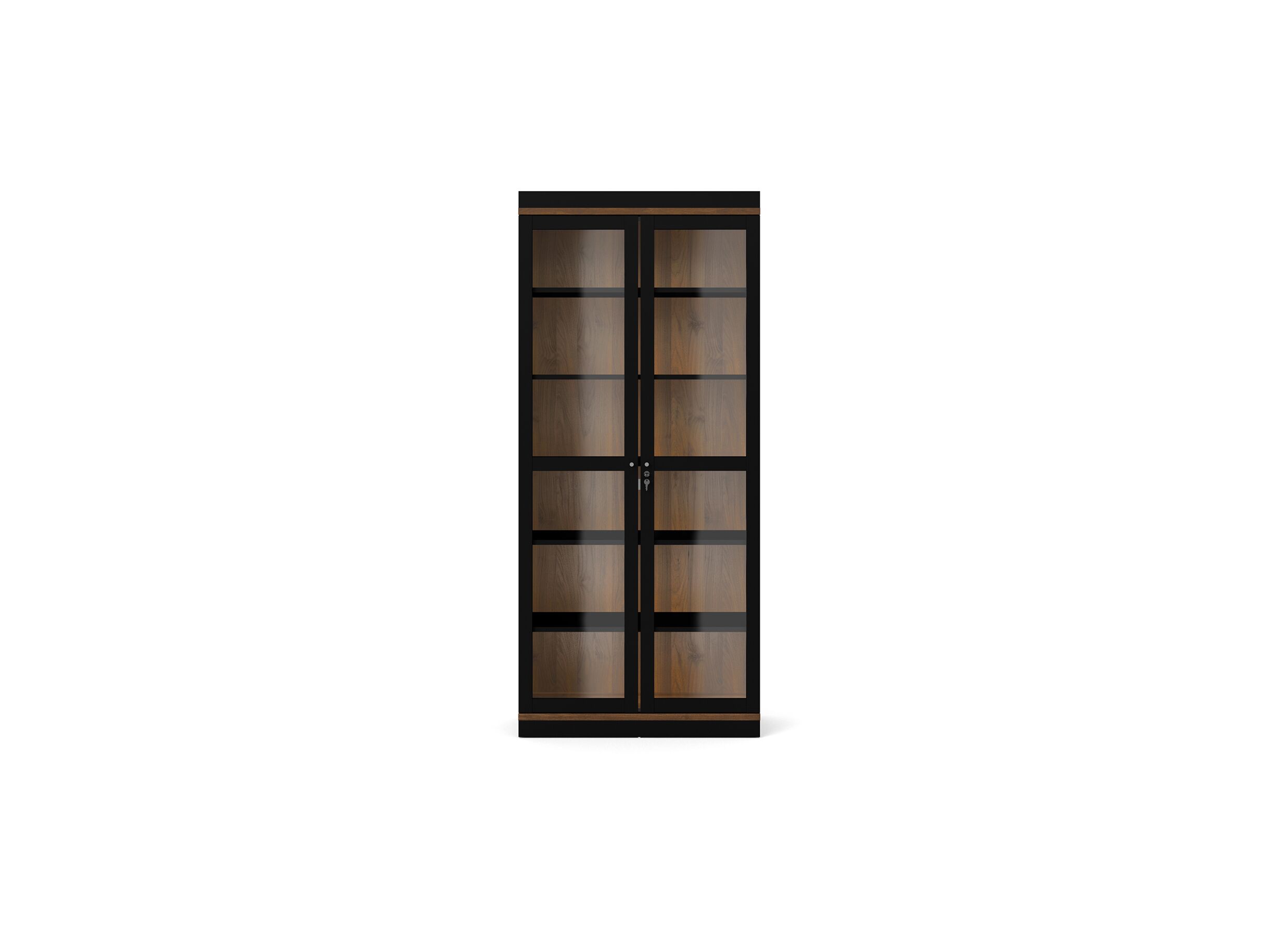 Vitrinekast Roomers 89cm - decor - zwart/walnoot