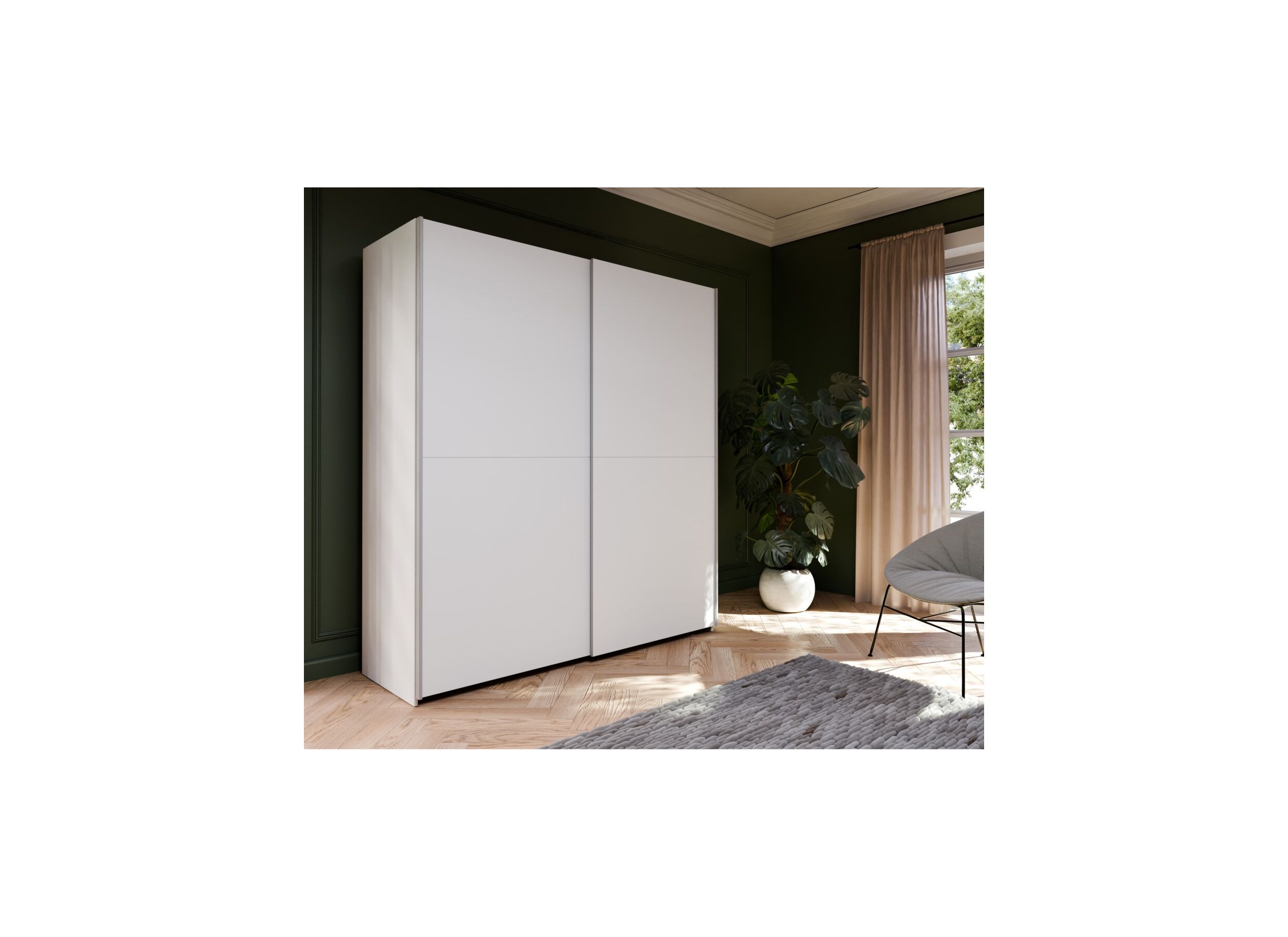 Schuifdeurkast Schach & Matt 170cm - decor - wit
