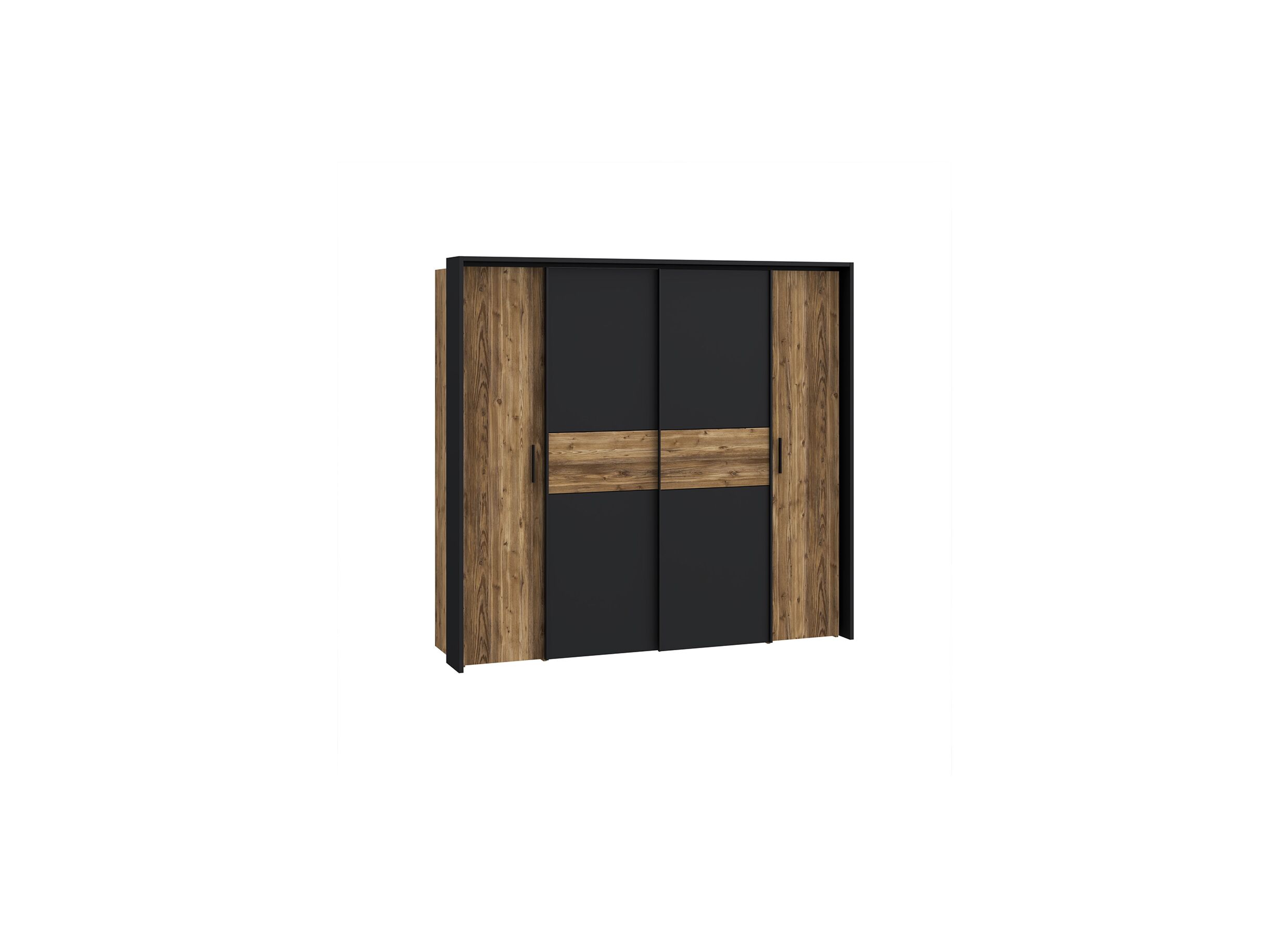 Kleerkast Jabim 209cm - decor - bruin/zwart