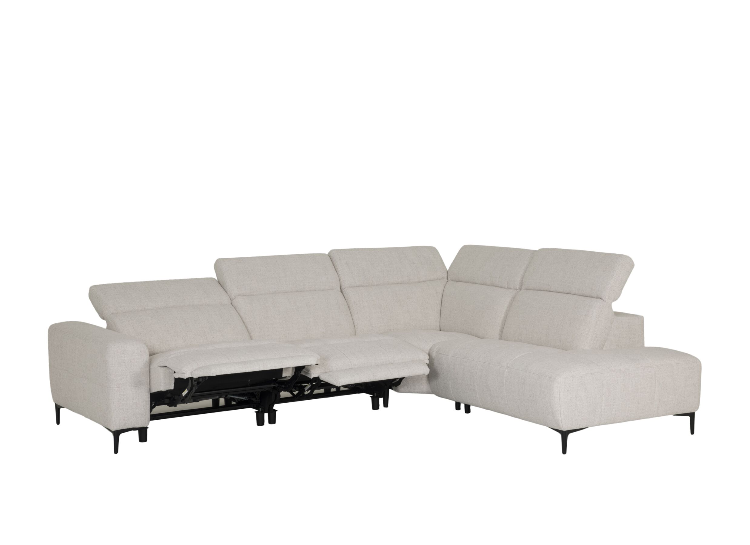Overzichtsfoto - Hoeksalon Knight 317x255cm - stof - beige met relax