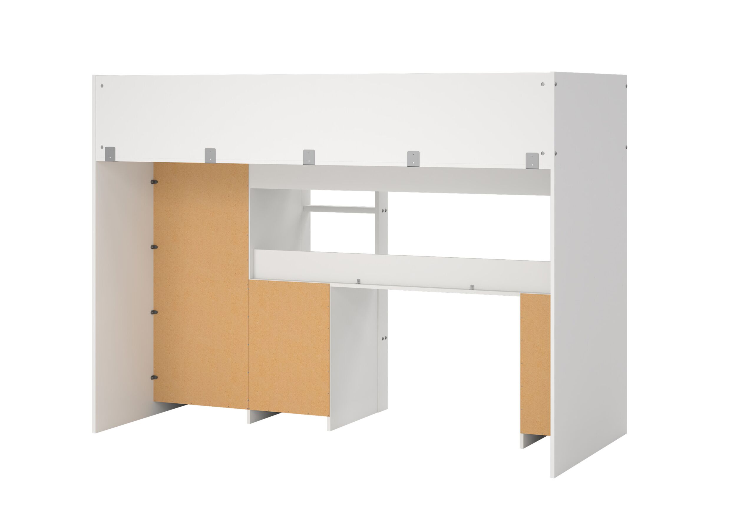 Aperçu - Lit mezzanine Lyon 90x200 - décor - blanc & jackson hickory